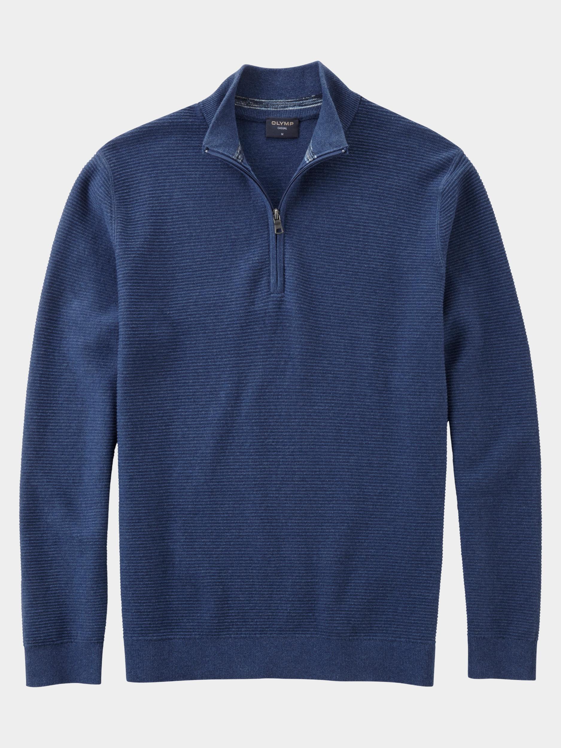 Olymp Half Zip Blauw Troyer Strick 530465/15