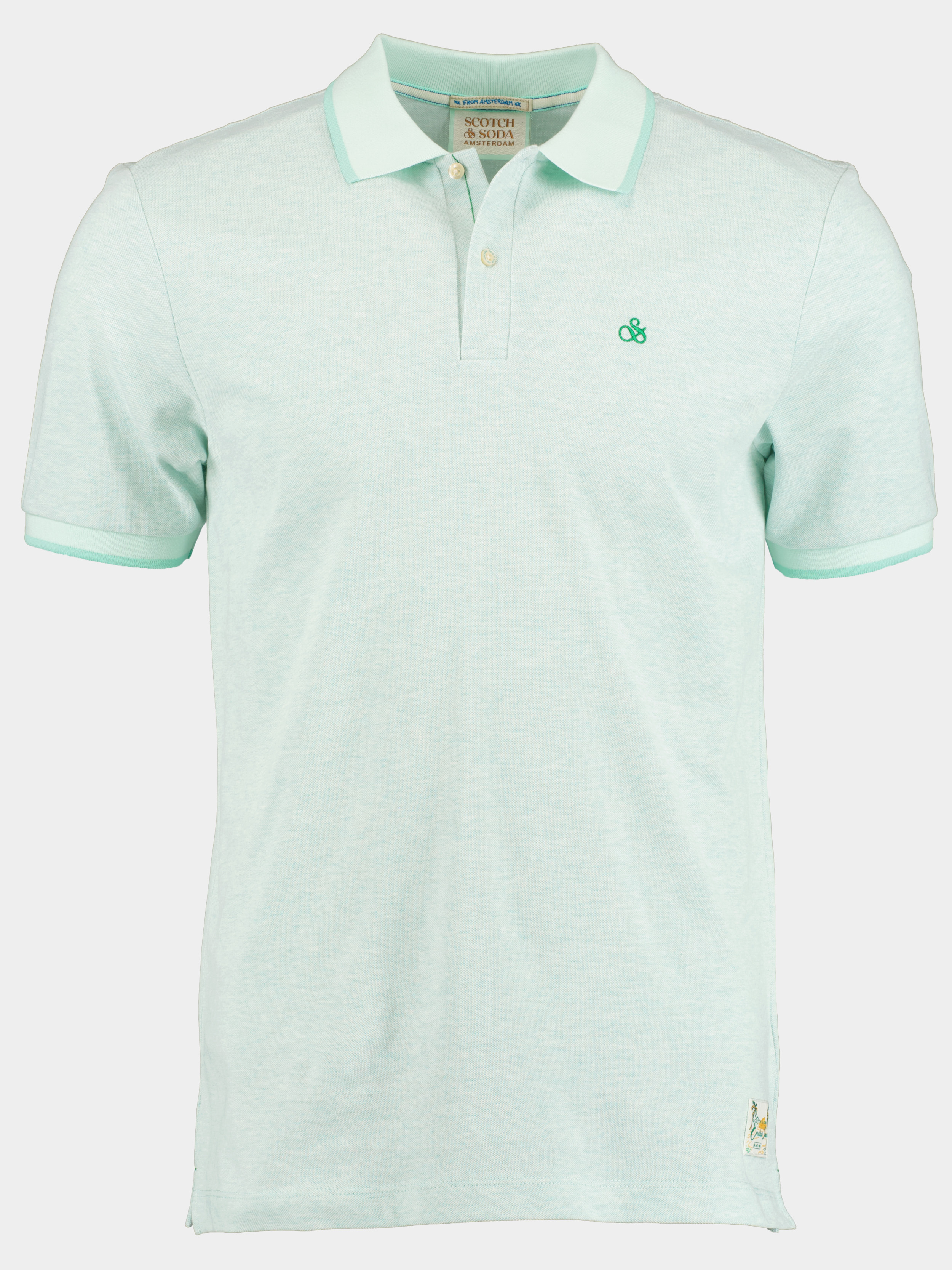 Scotch & Soda Polo korte mouw Groen Melange polo with tonal logo 171722/0829
