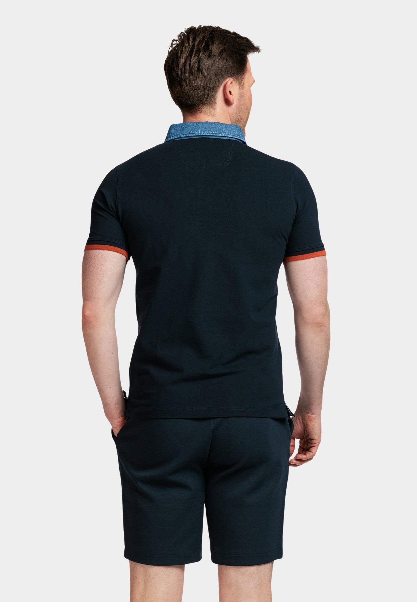 Baileys Polo korte mouw Blauw Poloshirt - with Denim Collar 415290/60
