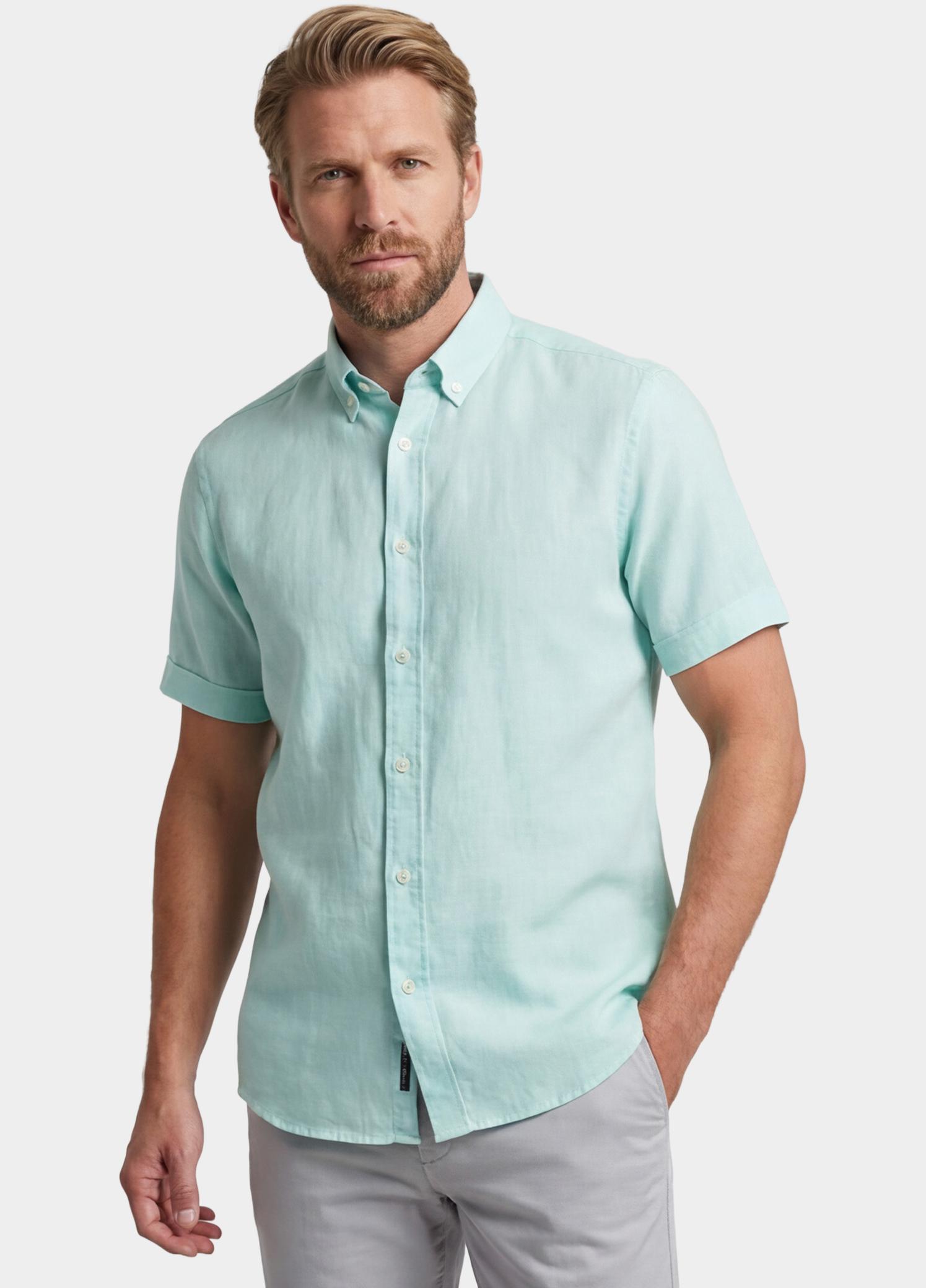 Giordano overhemd korte mouw heren Blauw League Short Sleeve Button Do 616009/65
