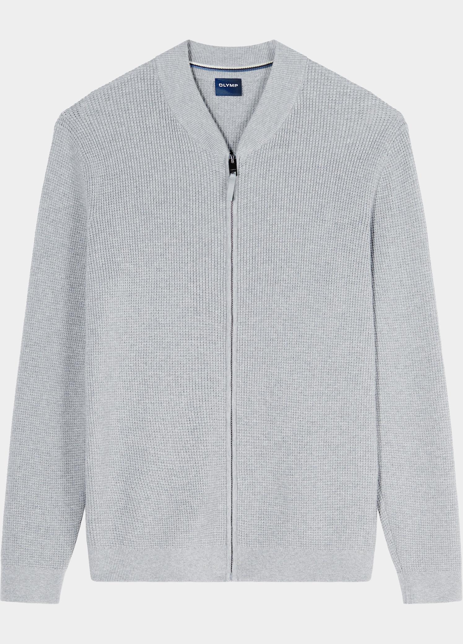 Olymp Vest heren Grijs Zip Jacke Strick 536226/62