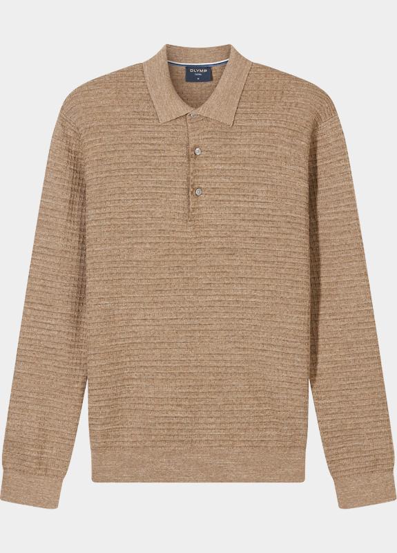 Olymp Polo lange mouwen heren Bruin  532584/27