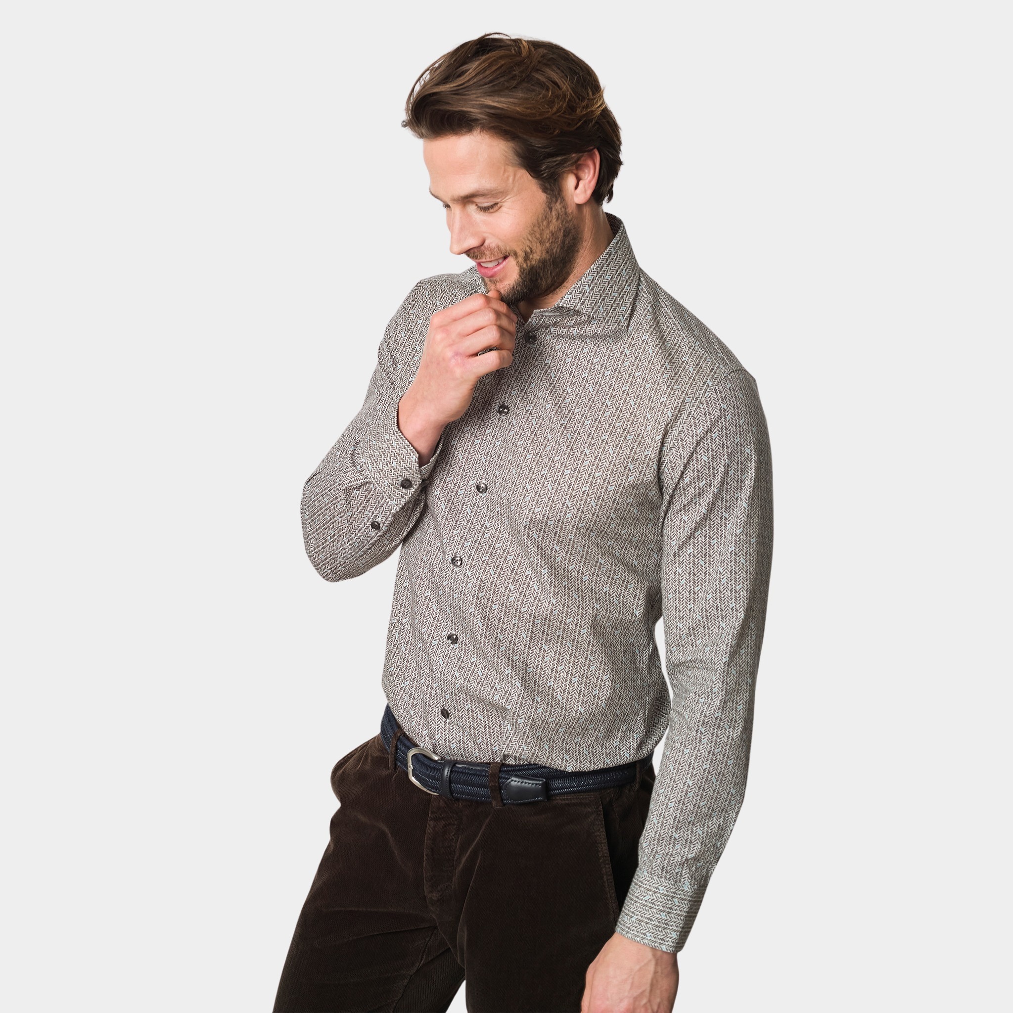 Ledub Business hemd lange mouw Bruin LE24204 MFN 5 0142595/680-000-000