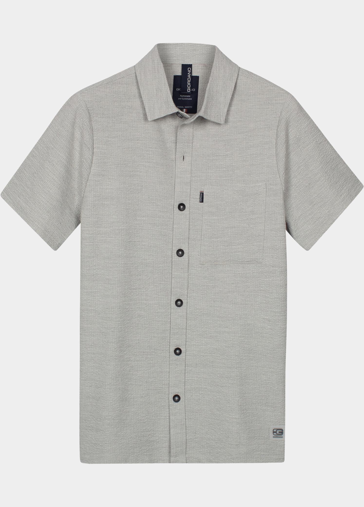 Giordano overhemd korte mouw heren Grijs Puglia Short Sleeve Shirt Tec 616005/91