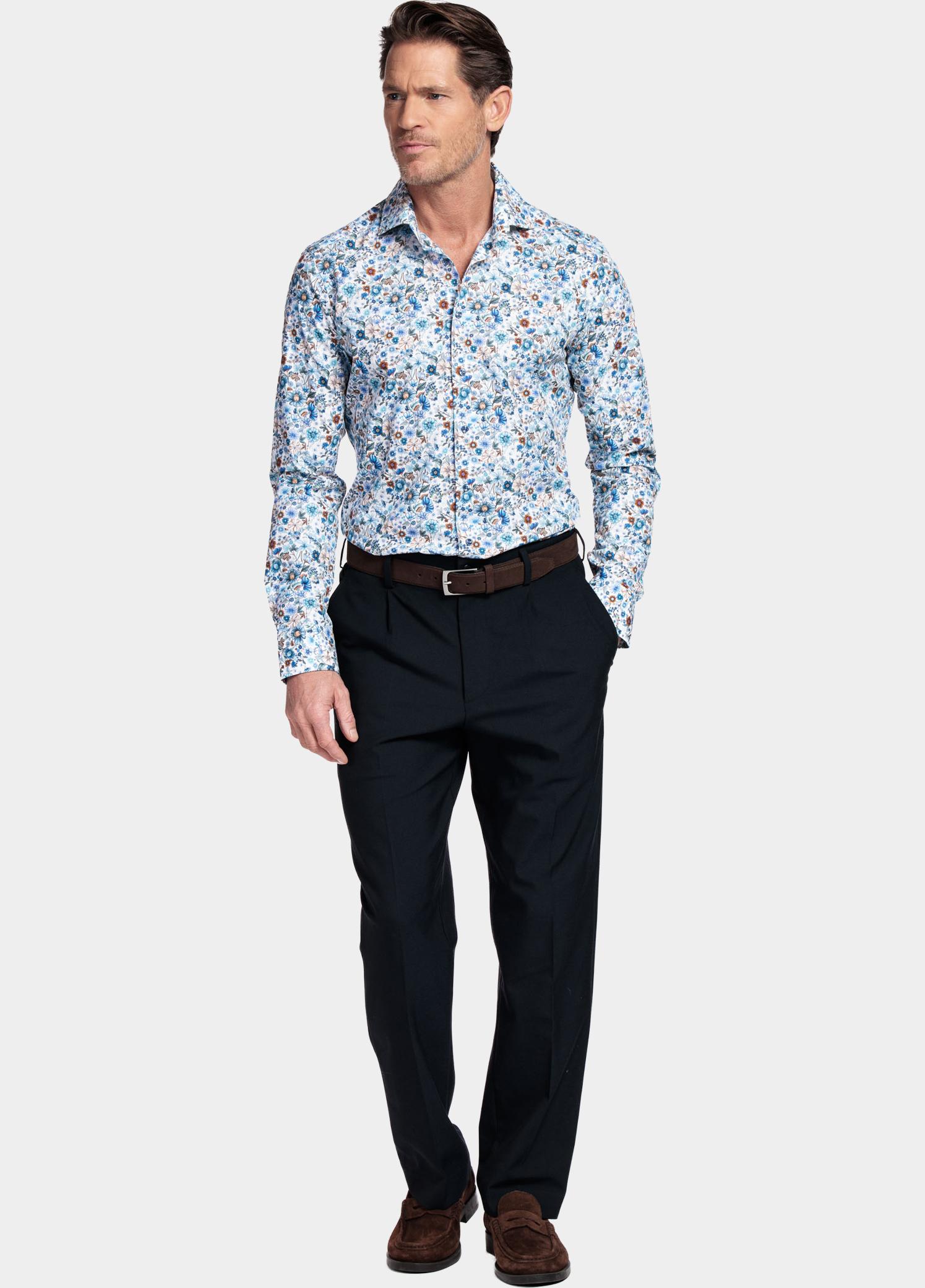 Giordano Overhemd heren Blauw Locarno Long Sleeve Semi Cuta 617870/60