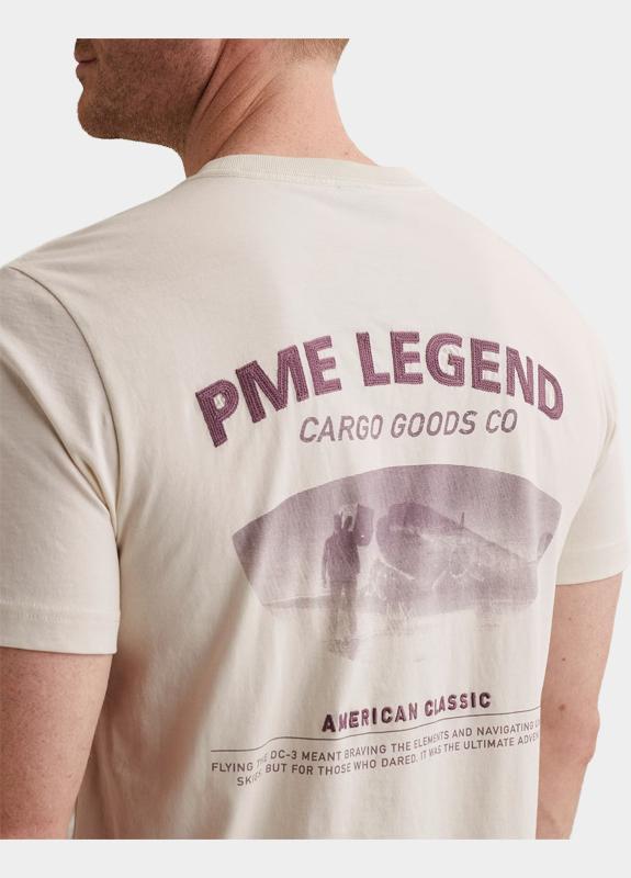 PME Legend T-shirt korte mouw Beige Short sleeve r-neck single je PTSS2603571/7013