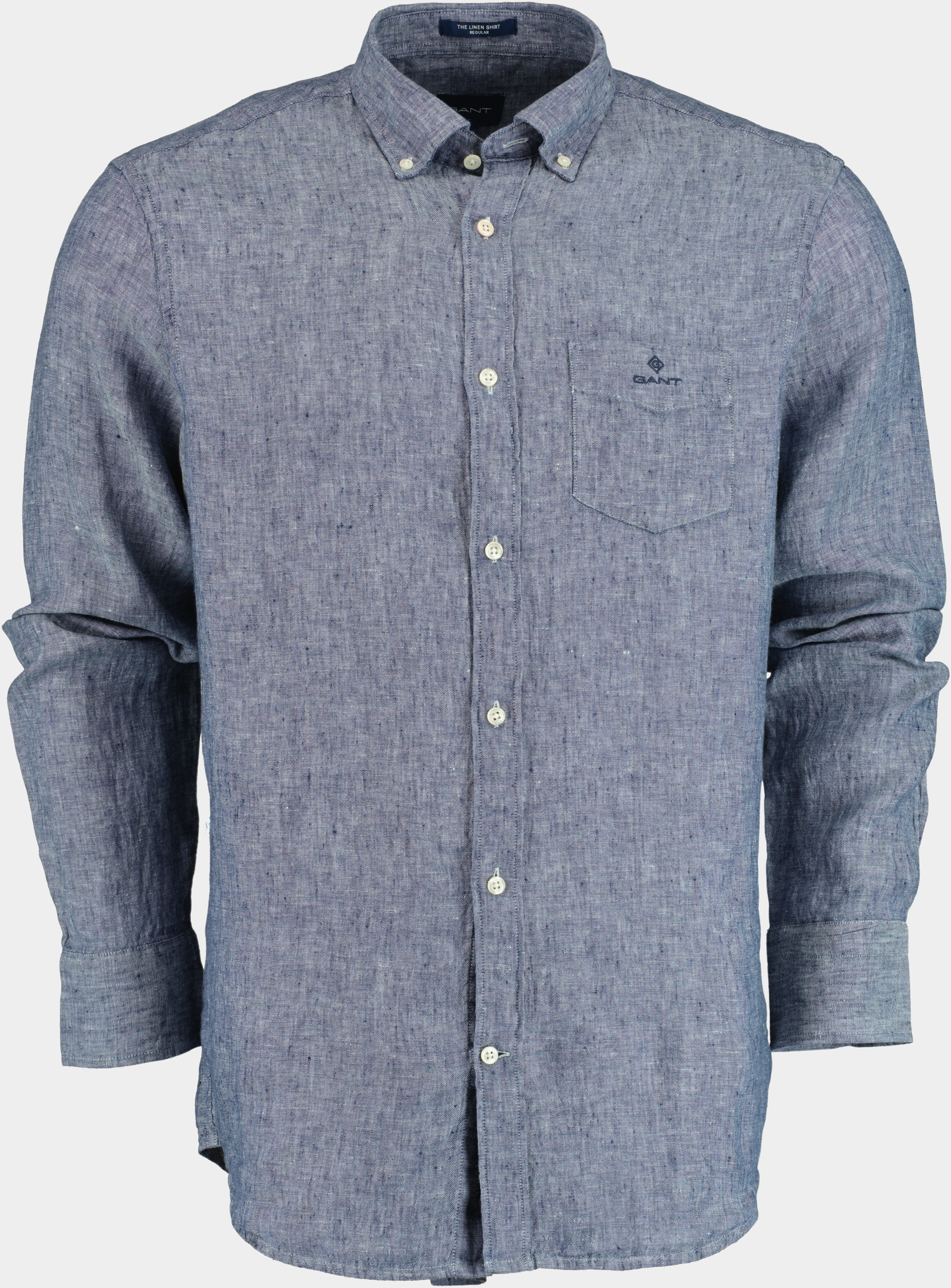 Gant Casual hemd lange mouw Blauw Overhemd blauw 100% linnen 3012420/423