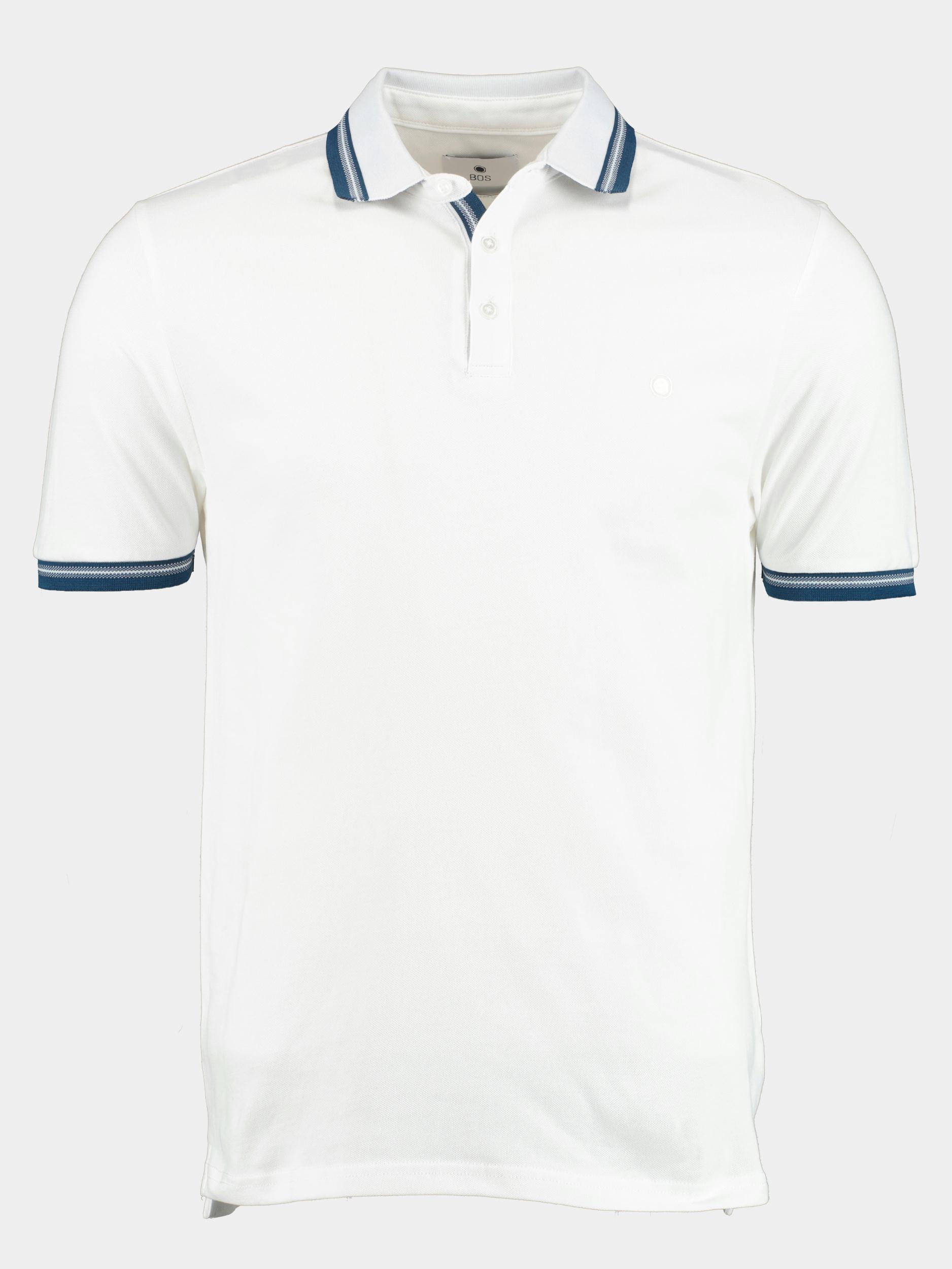 Bos Bright Blue Polo korte mouw Wit Brick Polo Oxford Collar 23108BR06BO/100 White