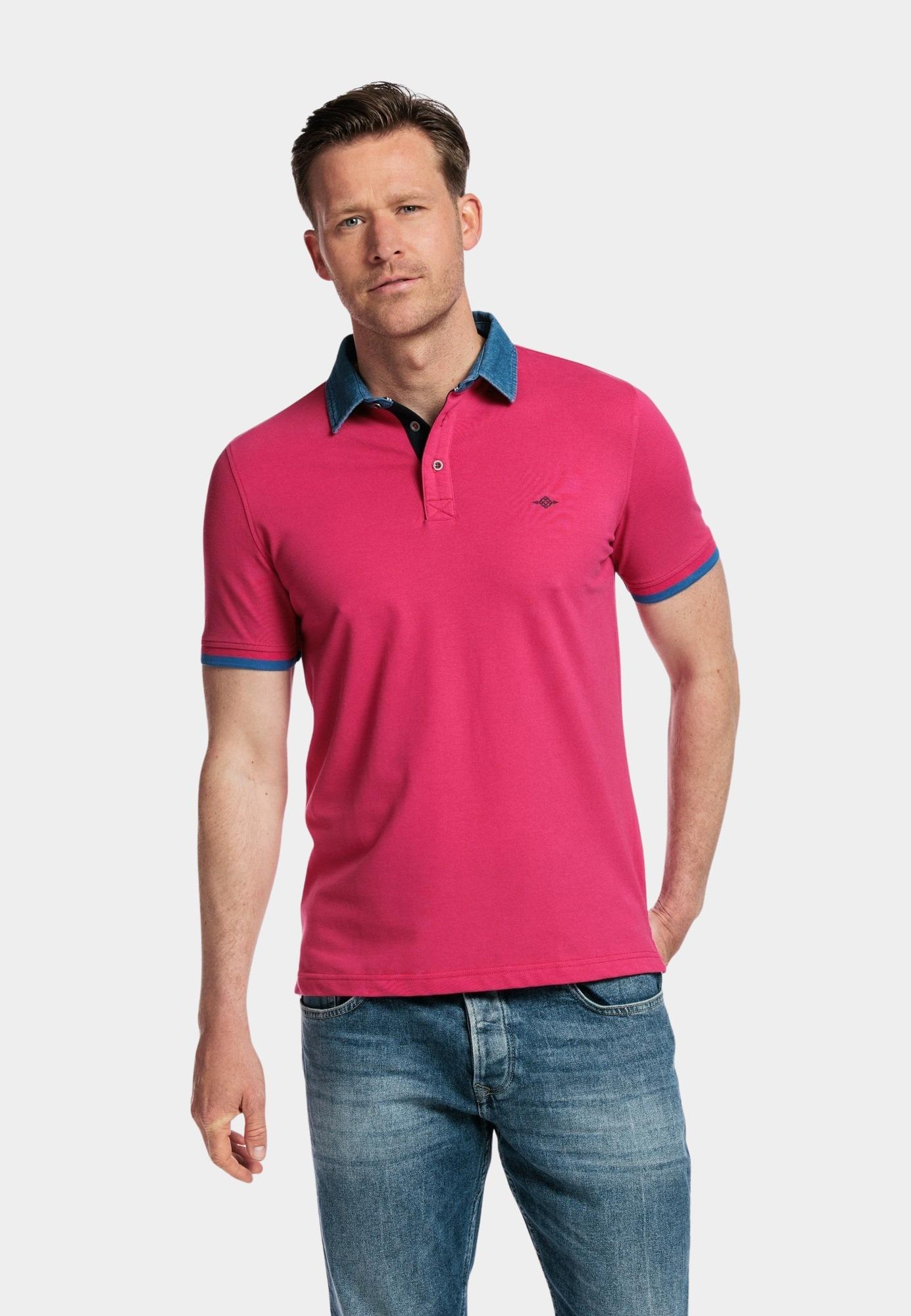 Baileys Polo korte mouw Rood Poloshirt - with Denim Collar 415290/33