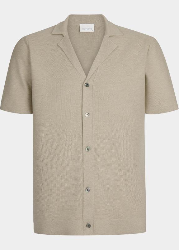 Profuomo overhemd korte mouw heren Beige  PPXD10032/C