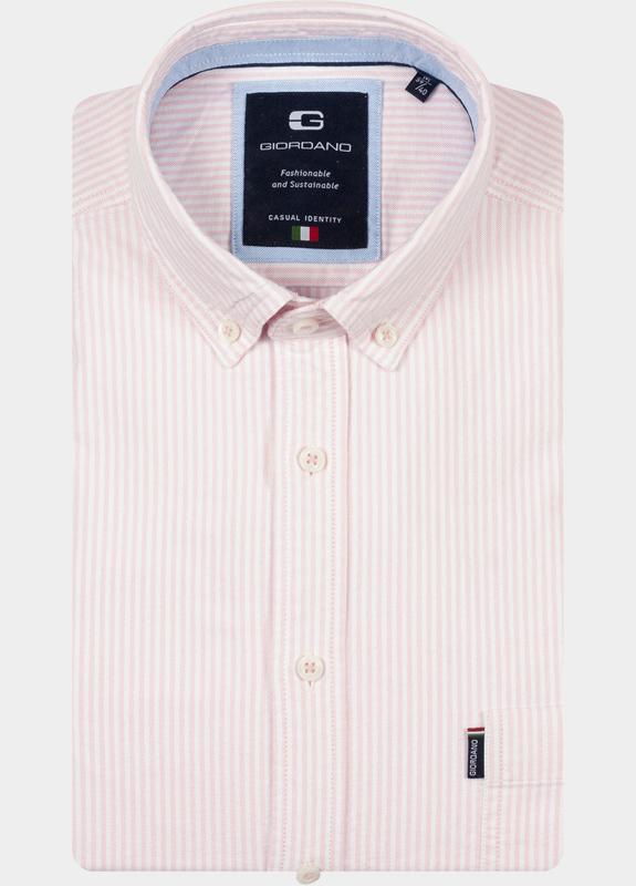 Giordano overhemd korte mouw heren Roze Marlon Short Sleeve Button Do 616112/50