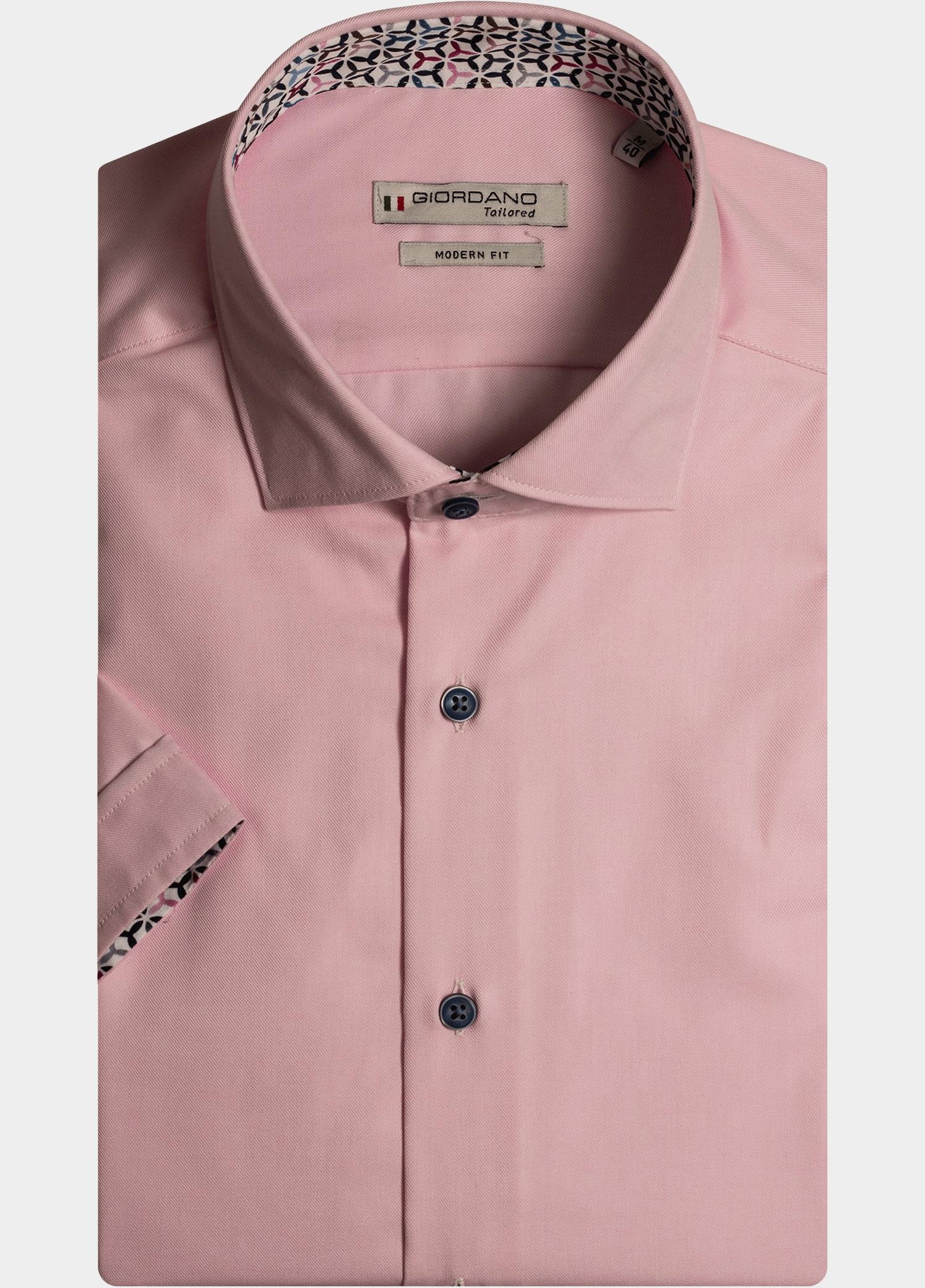 Giordano overhemd korte mouw heren Roze Lago, SS Semi Cutaway Uni Twi 416866/51