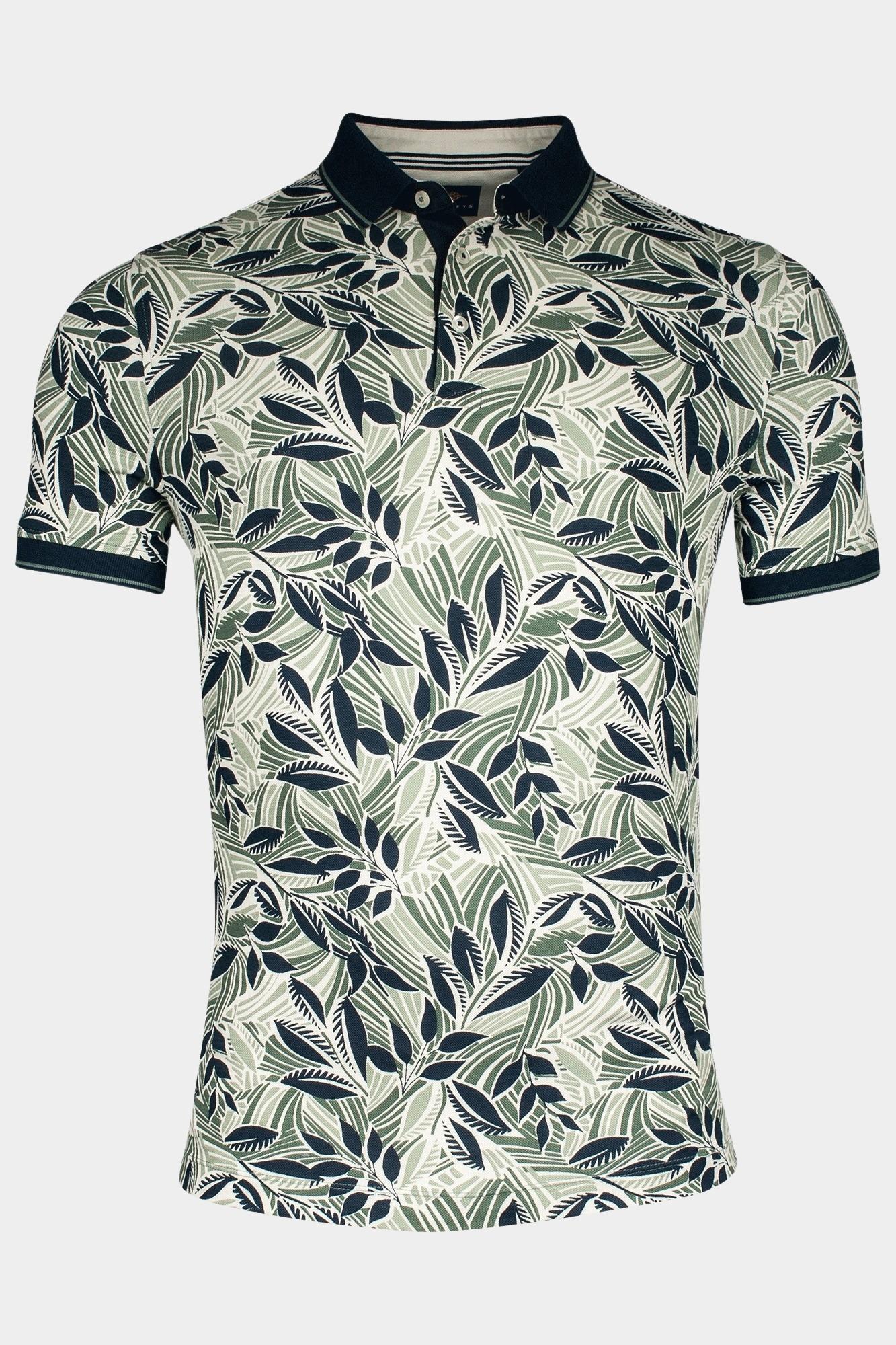 Baileys Polo korte mouw Groen Poloshirt  2-tone all over pr 515247/74
