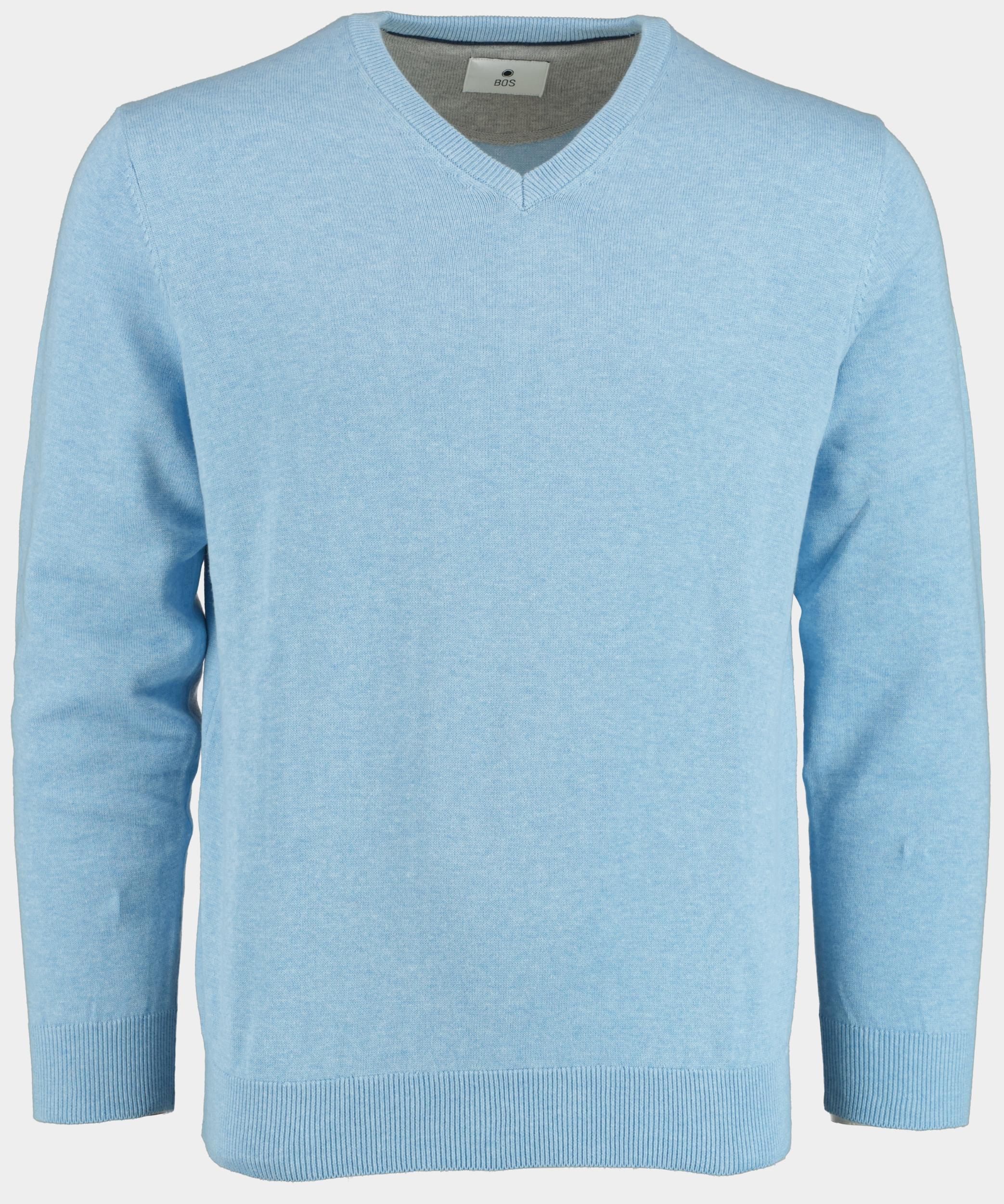 Bos Pullover Blauw Cotton Regular Fit licht blauw 518100CCT-13/625
