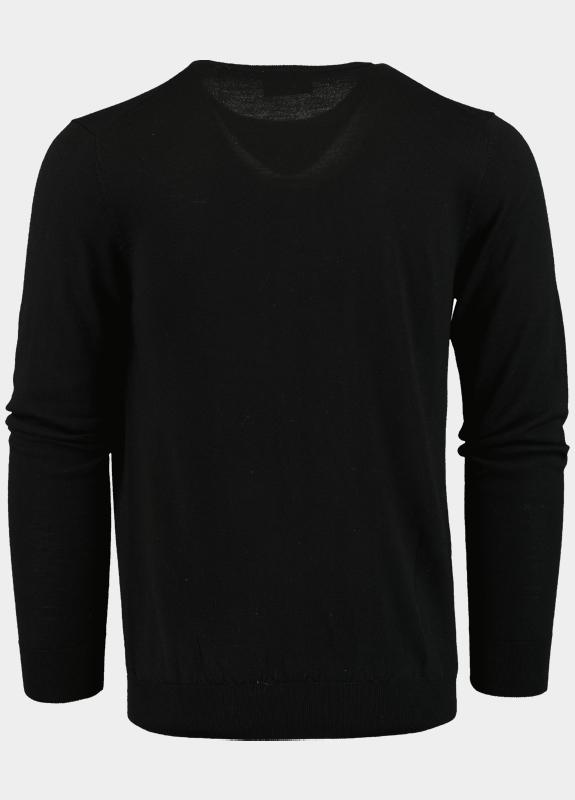 Born With Appetite Pullover heren Zwart Rick R-neck Pullover Merino 00005RI12/9001 Black