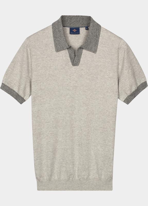 Baileys Polo heren Grijs Polo Knitted SS V-Collar  14g 615708/913