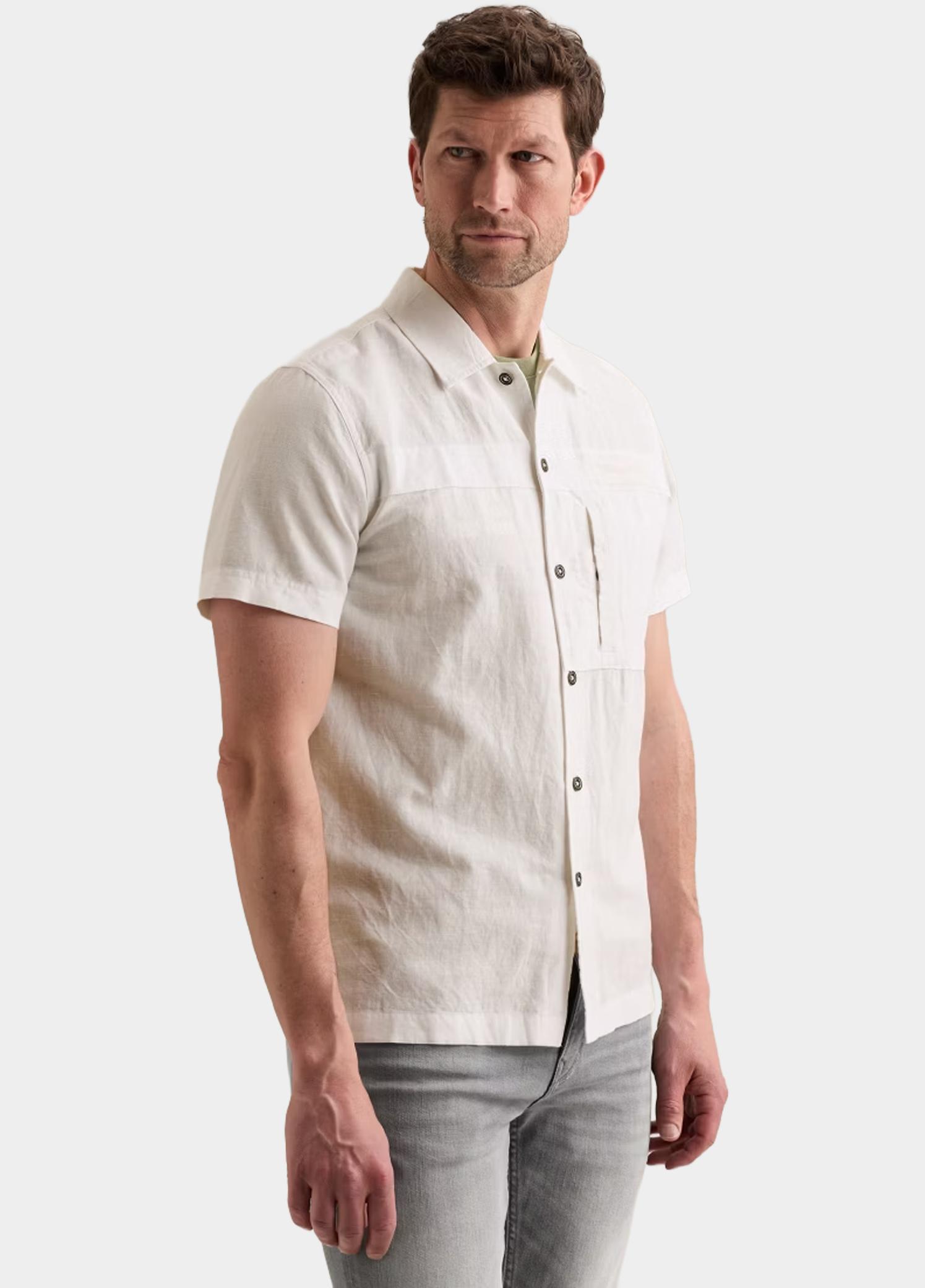 PME Legend Casual hemd korte mouw Wit Short Sleeve Shirt Cotton/lin PSIS2605236/7003