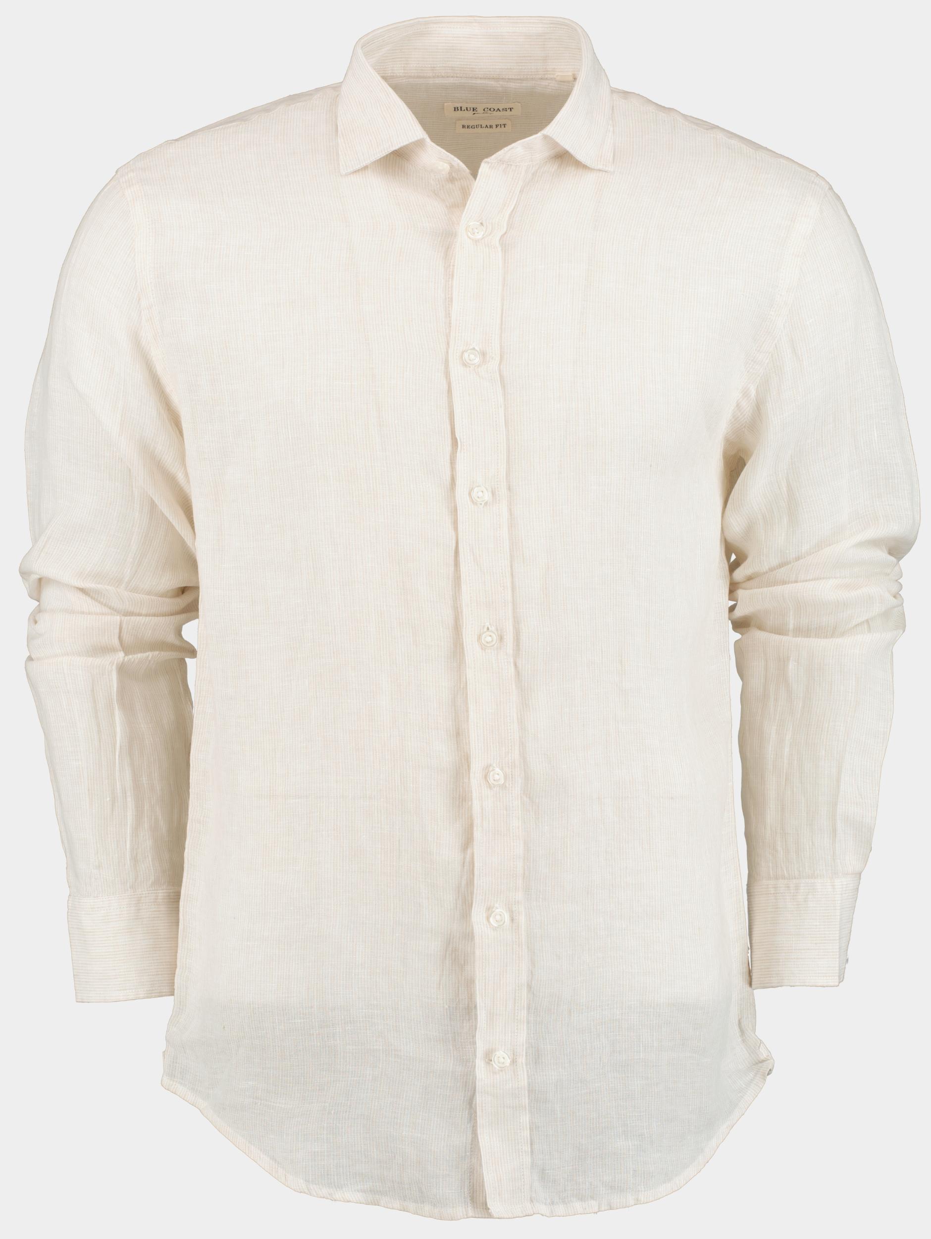 Blue Coast Casual hemd lange mouw Beige 100% Linnen MOD118R1/02 crudo