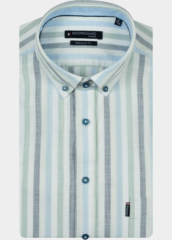 Giordano overhemd korte mouw heren Groen League Short Sleeve Button Do 616140/71