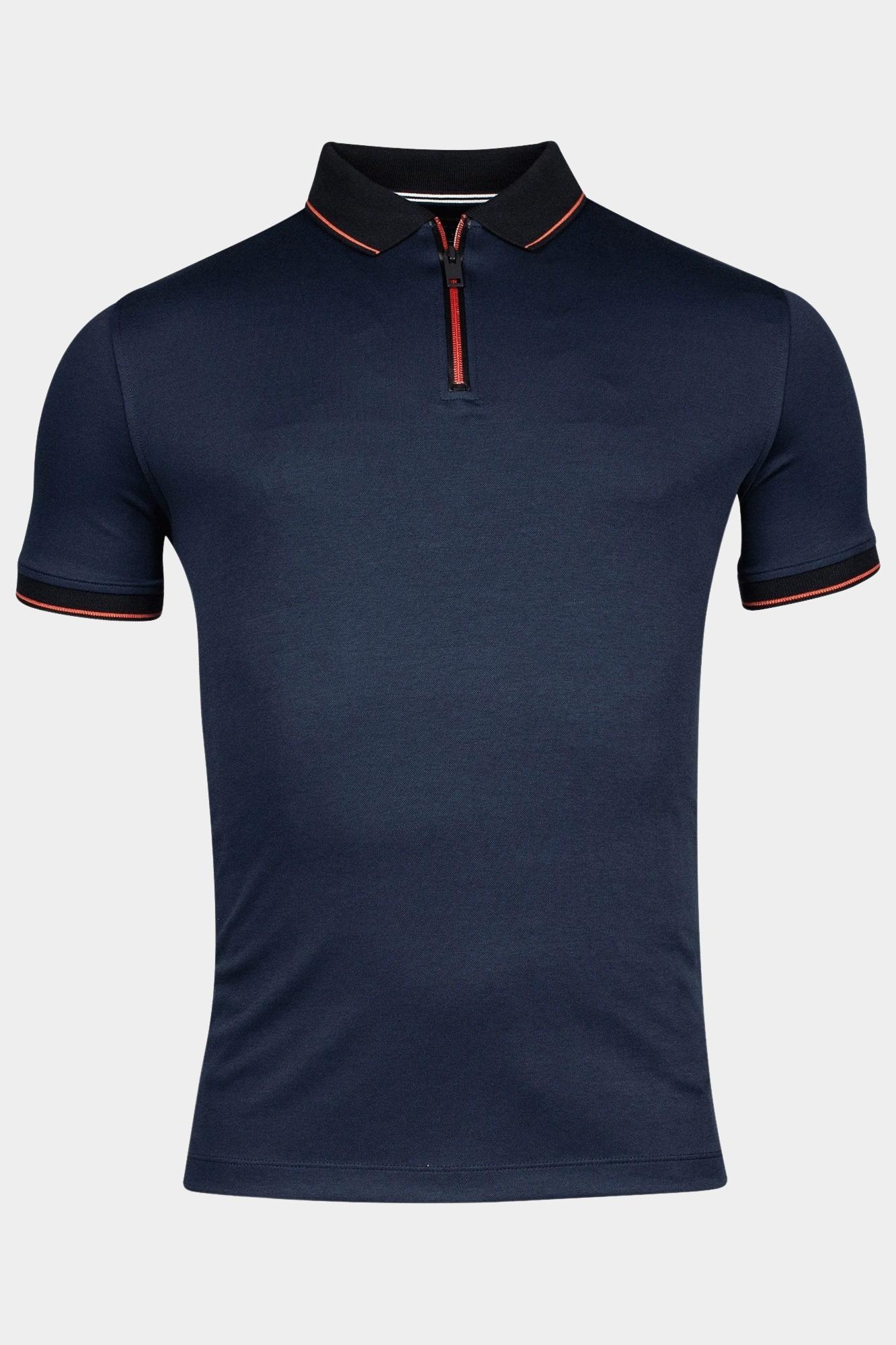 Baileys Polo korte mouw Blauw Poloshirt 2-tone Oxford 415219/69