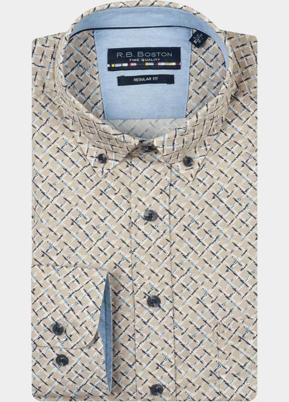 R.B. Boston Casual hemd lange mouw Beige Franklin LS Button Down 527670/836