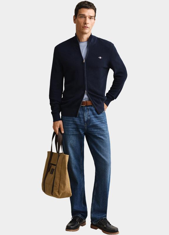 Gant Vest heren Blauw Katoenen vest met ritssluitin 8030293/433