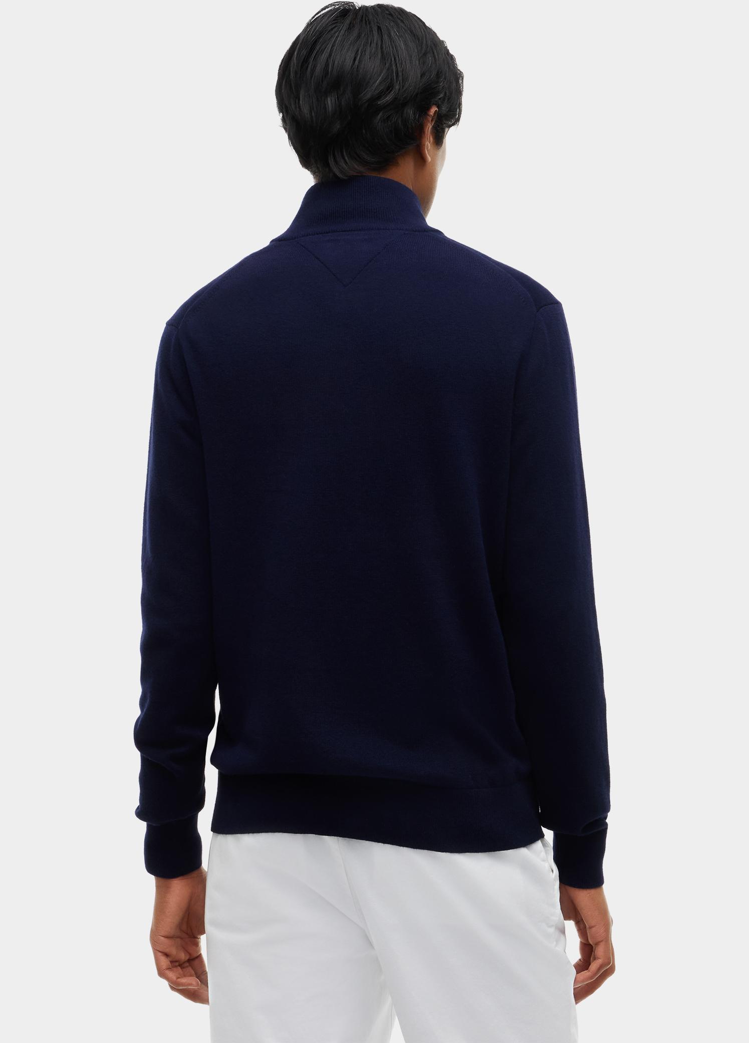 Tommy Hilfiger Half Zip Blauw PIMA ORG CTN CASHMERE ZIP MOC MW0MW28049/DW5