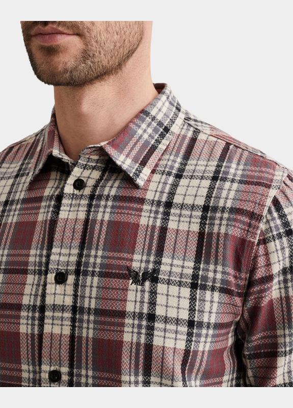 PME Legend Casual hemd lange mouw Roze LONG SLEEVE SHIRT Herringbone PSI2602210/4085