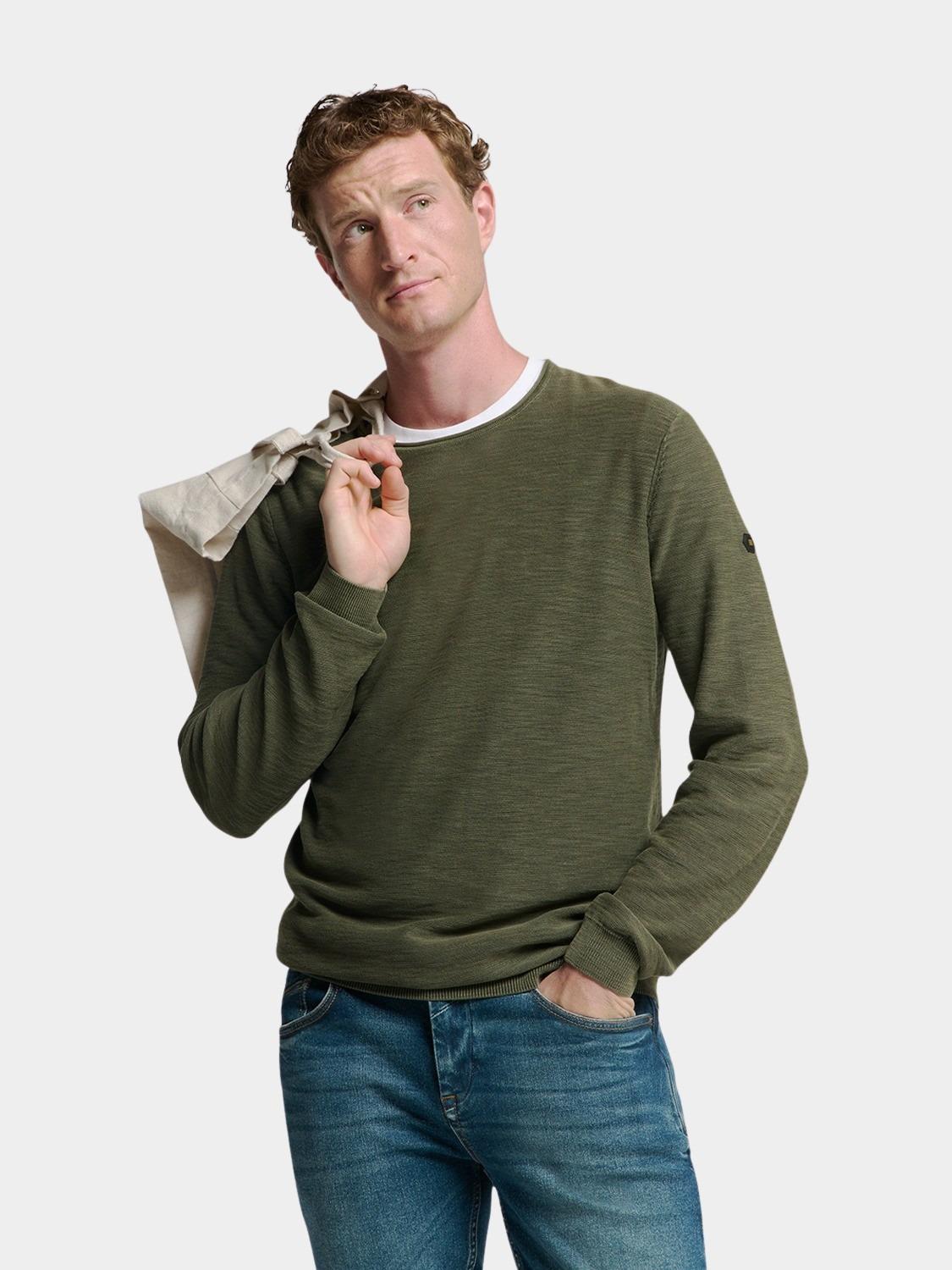 No Excess Pullover Groen Pullover Crewneck Garment Dye N2101/186