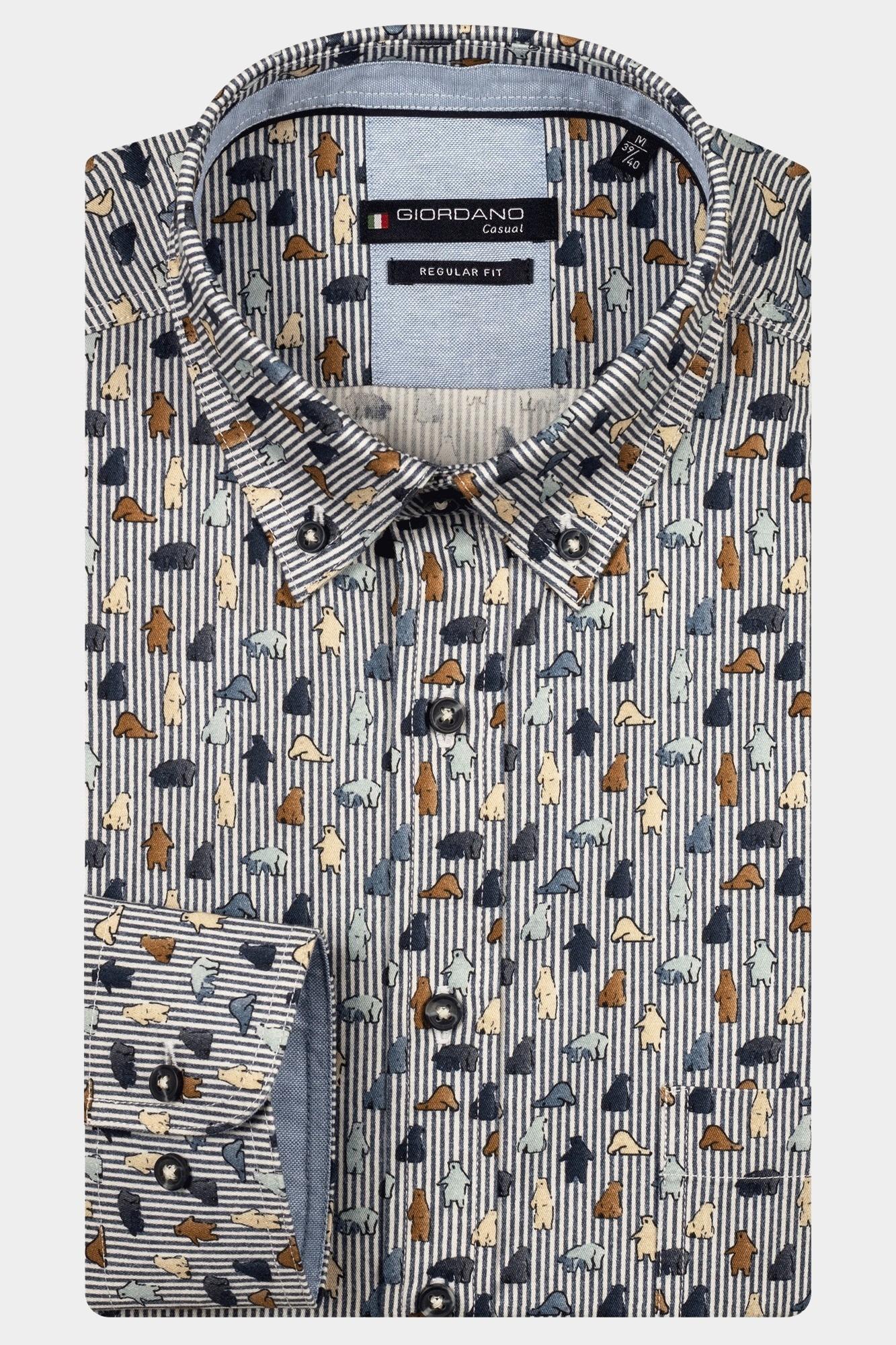 Giordano Casual hemd lange mouw Blauw Ivy long sleeve button down S 527016/60