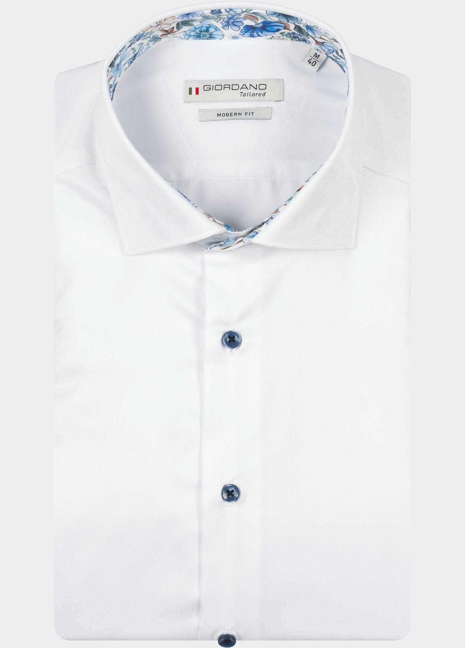 Giordano overhemd korte mouw heren Wit Ticino Short Sleeve Semi Cuta 616815/10