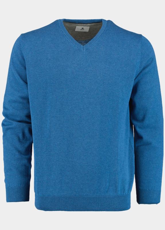 Bos Pullover Blauw V-hals 100% katoen 528100CCT-13/655