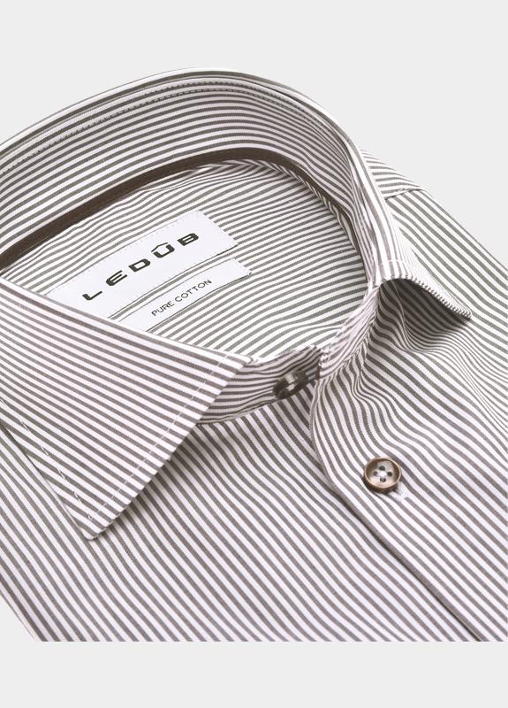 Ledub Business hemd lange mouw Bruin  0143266/670-680-000