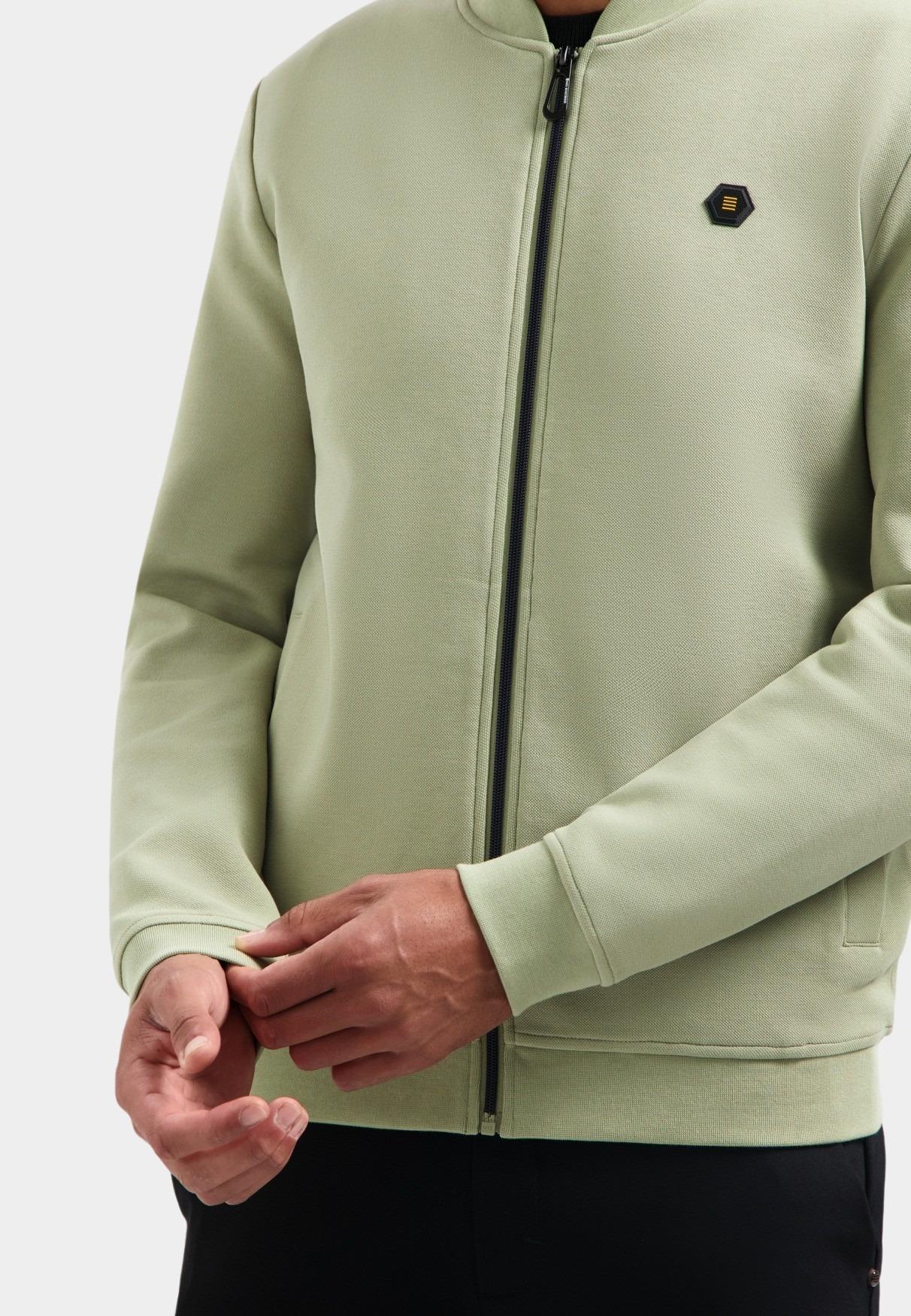 No Excess sweat vest Groen Sweater Full Zipper Pique Bom 29100806SN/197