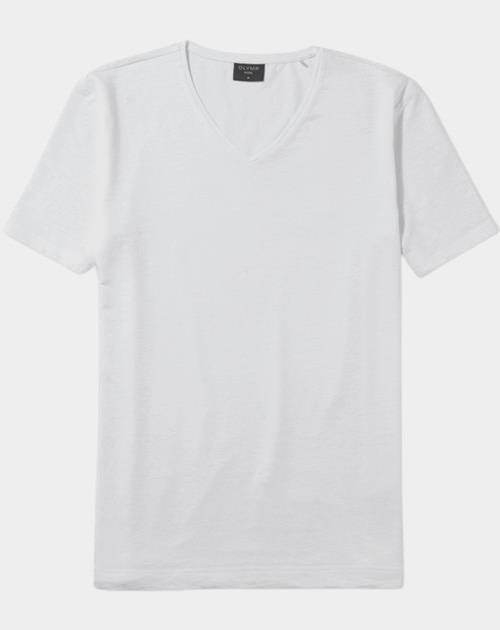 Olymp T-shirt korte mouw Wit Linen V-Neck T-Shirt 561552/00