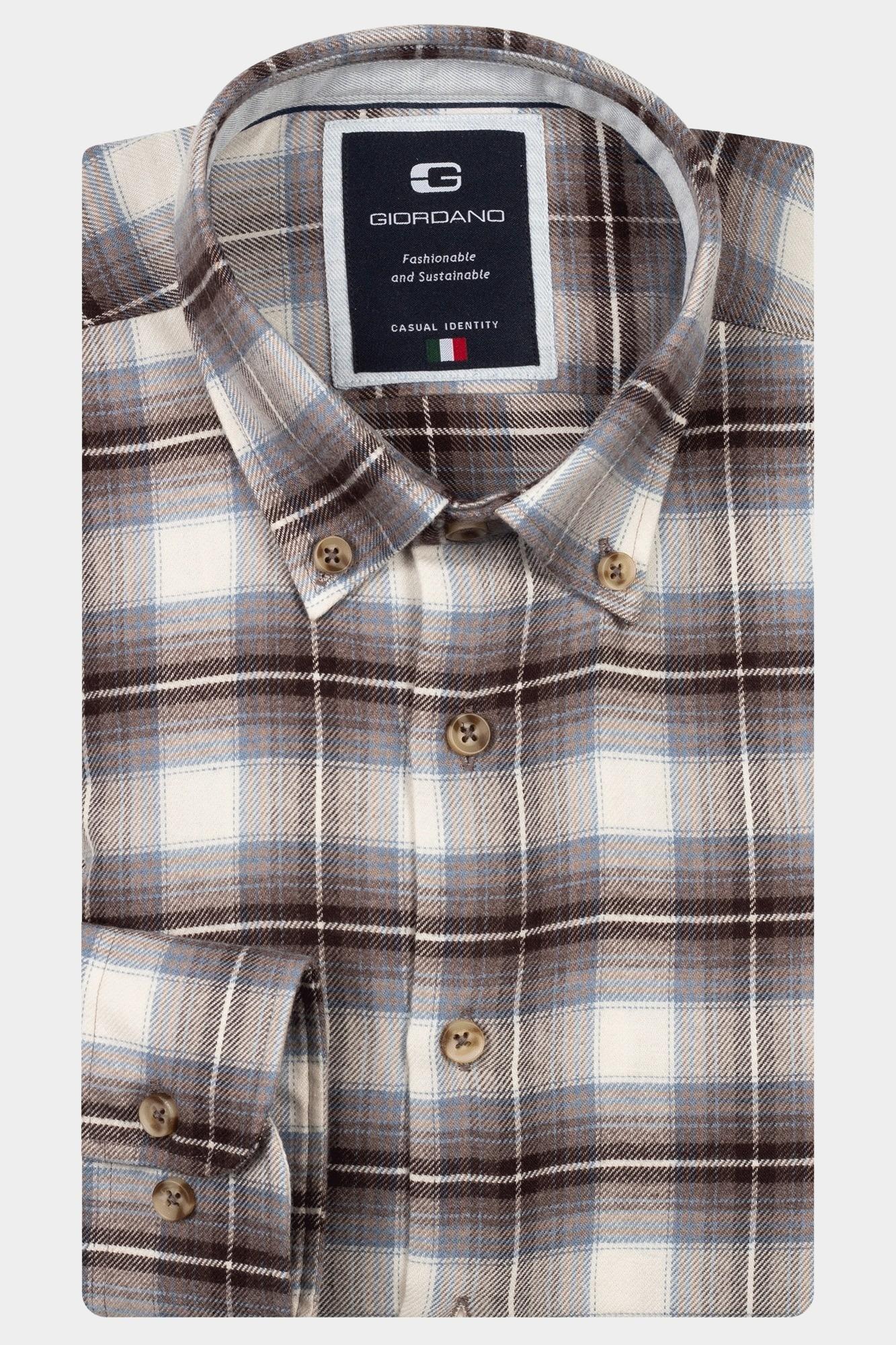 Giordano Casual hemd lange mouw Bruin Loretto long sleeve button do 527836/80