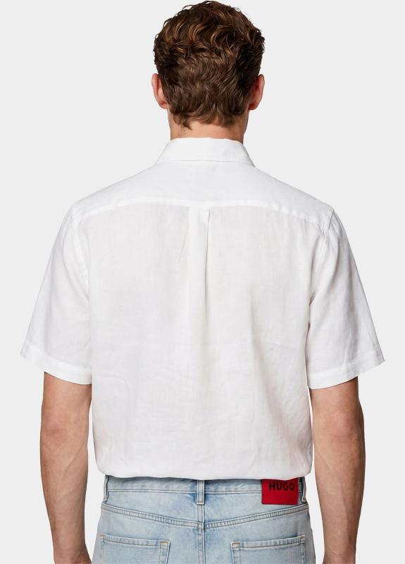 Bos Casual hemd korte mouw Wit Linnen Shirt 5700.426/100