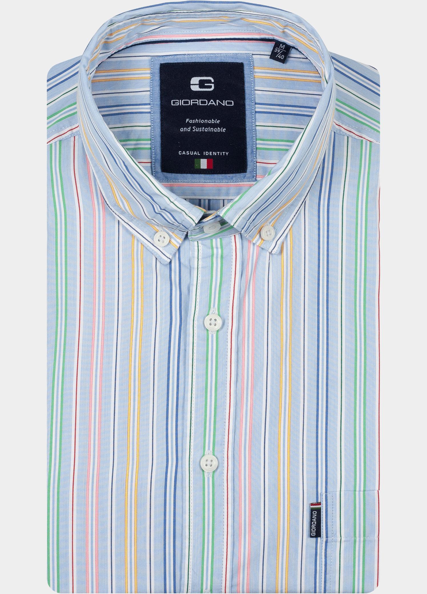 Giordano overhemd korte mouw heren Blauw Marlon Short Sleeve Button Do 616115/61
