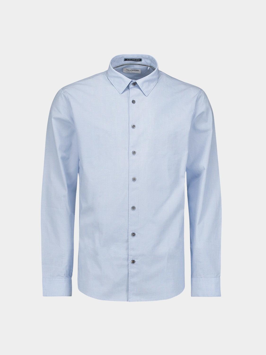 No Excess Casual hemd lange mouw Blauw Shirt 2 Coloured N4330/130