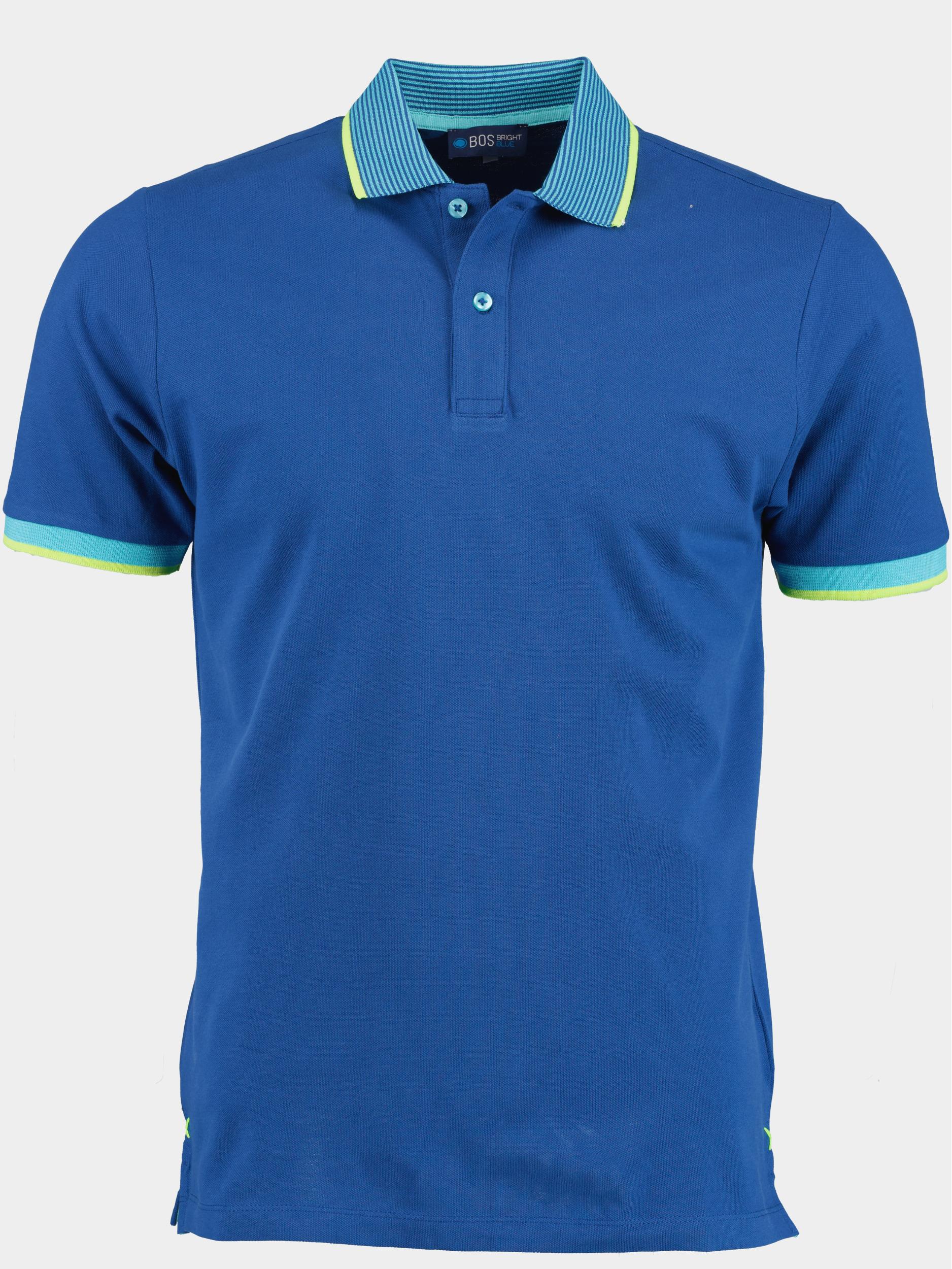 Bos Bright Blue Polo korte mouw Blauw Polo met neon accenten 7785423/235