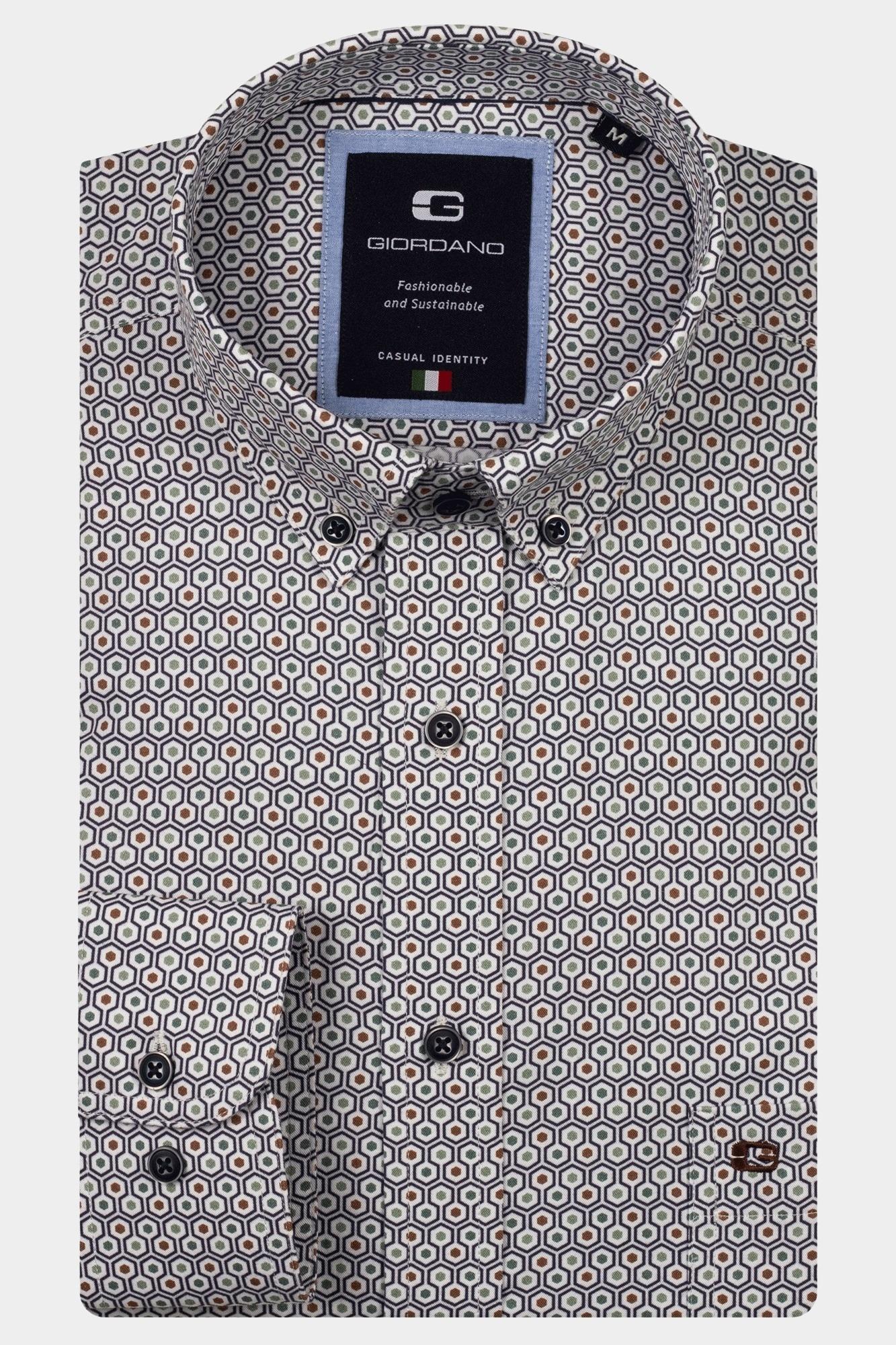 Giordano Casual hemd lange mouw Groen Brando long sleeve button dow 527041/70