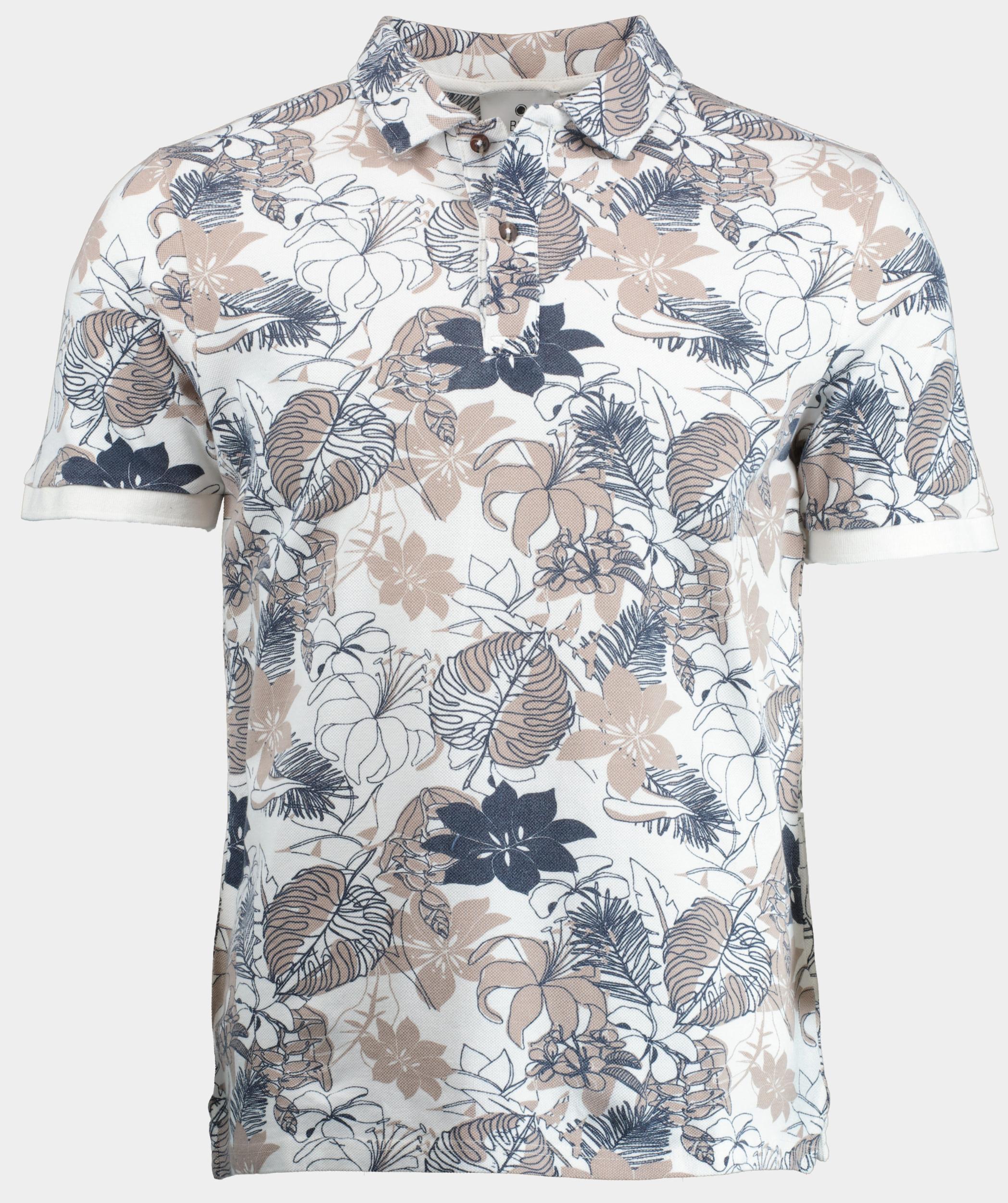 Bos Polo korte mouw Beige Polo print 2822425/801 Porcellana