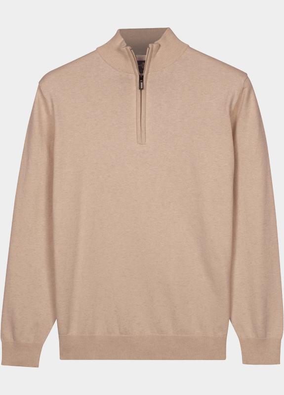 Bos Half Zip Beige Cotton 1/2 zipp regular fit 618400CCT-13/835