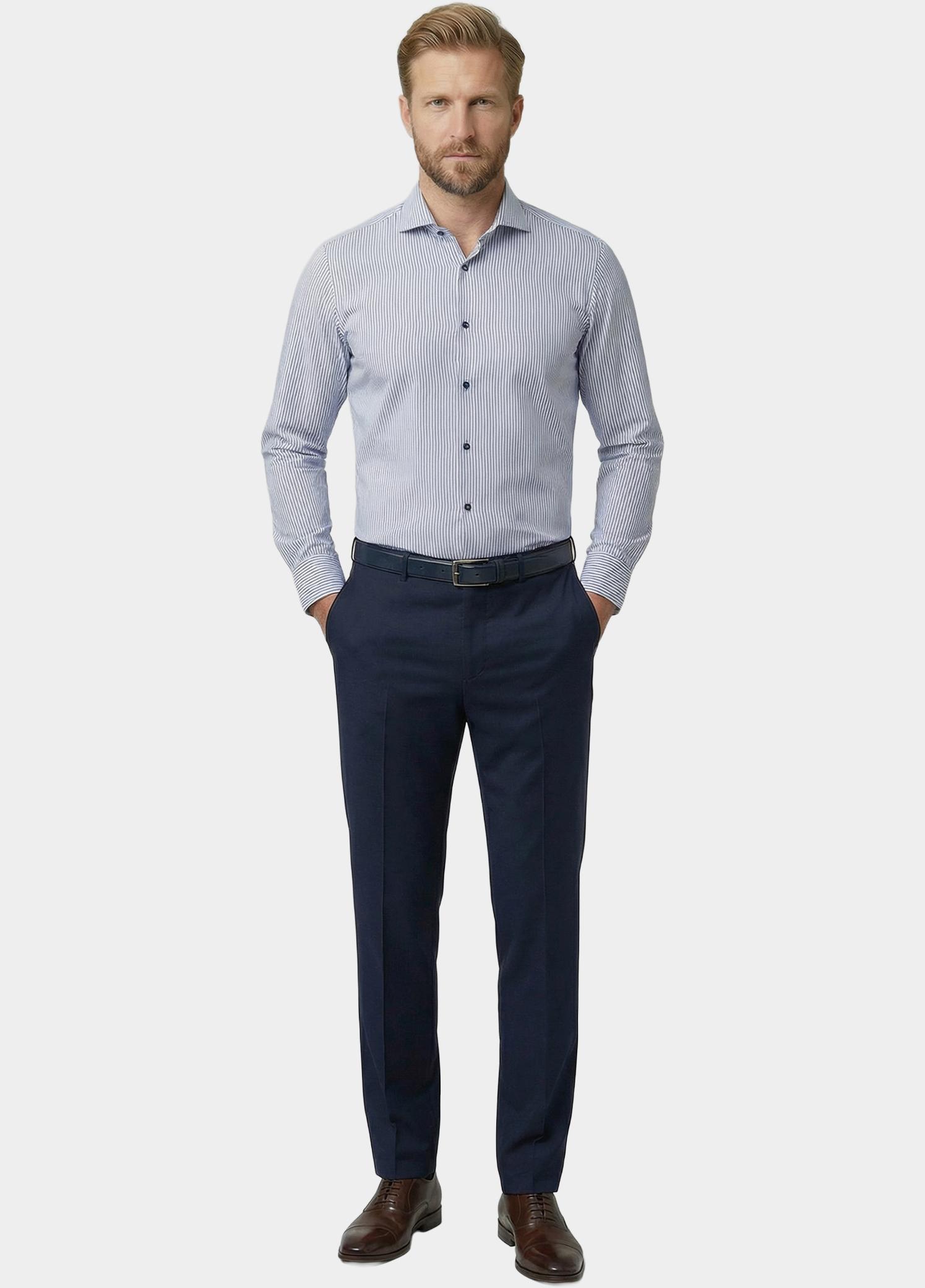 Giordano Overhemd heren Blauw Locarno Long Sleeve Semi Cuta 617840/61
