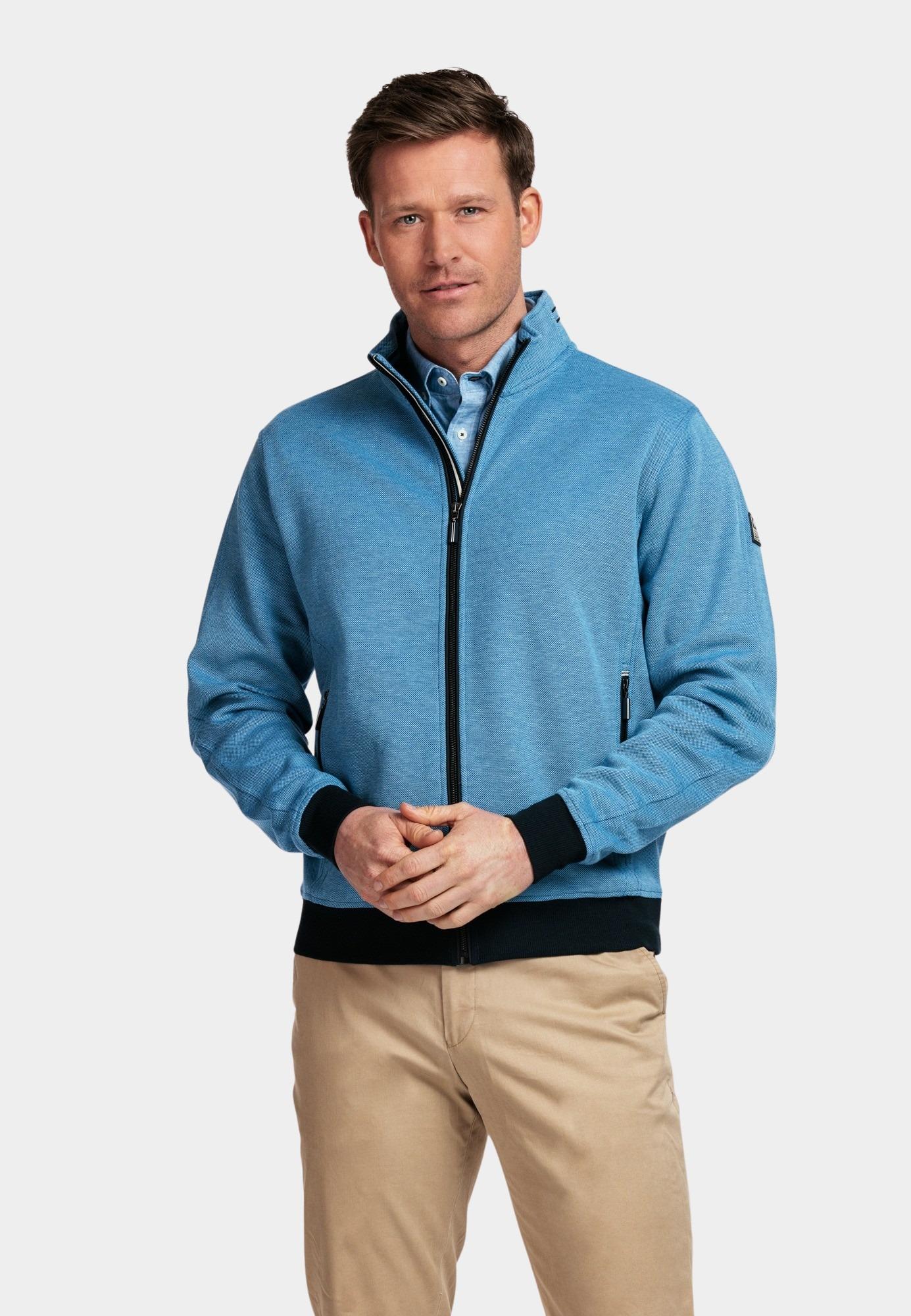Baileys Vest Blauw Sweat Cardigan Zip  2-tone ox 412236/68