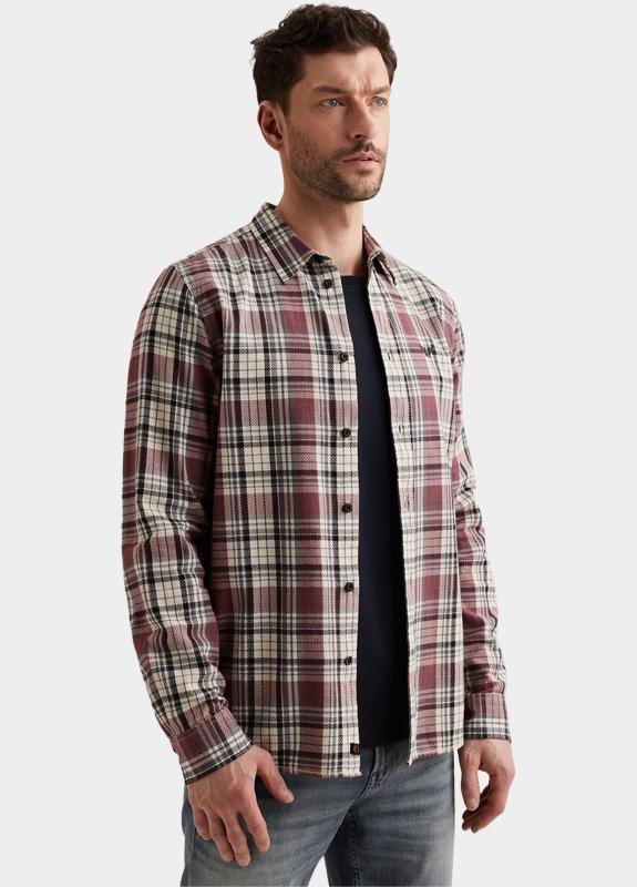 PME Legend Casual hemd lange mouw Roze LONG SLEEVE SHIRT Herringbone PSI2602210/4085