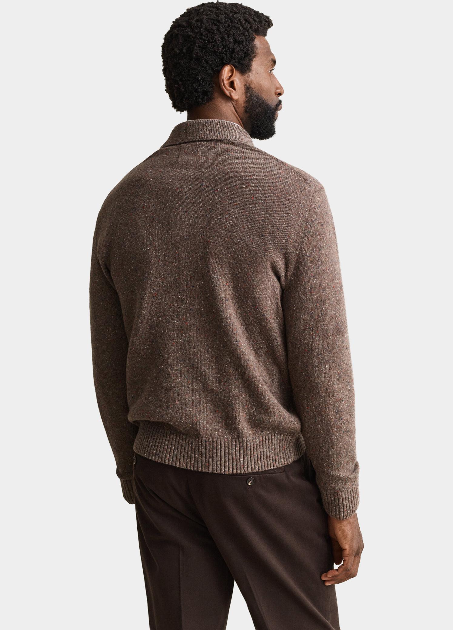 Gant Polo lange mouwen heren Bruin Polotrui van wolmix met kleur 8040263/260