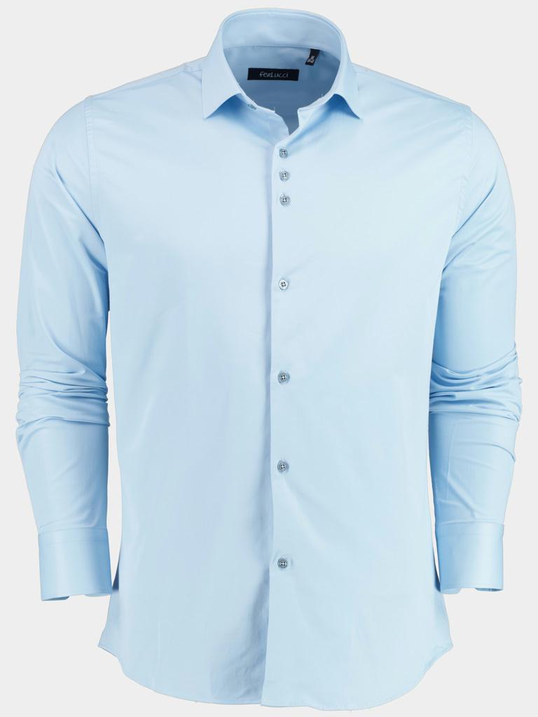 Ferlucci Casual hemd lange mouw Blauw slim fit Napolii/Baby blue