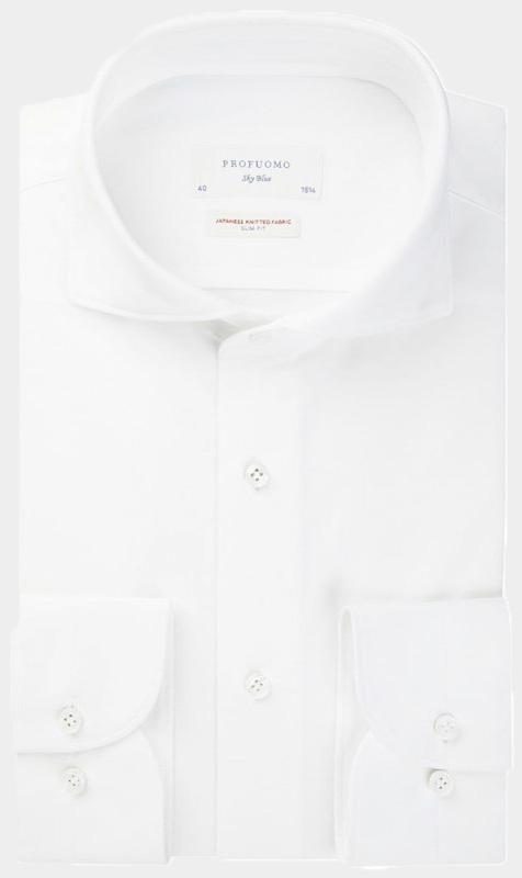 Profuomo Business hemd lange mouw Wit Japanese knit slim fit PP2HC10006/100