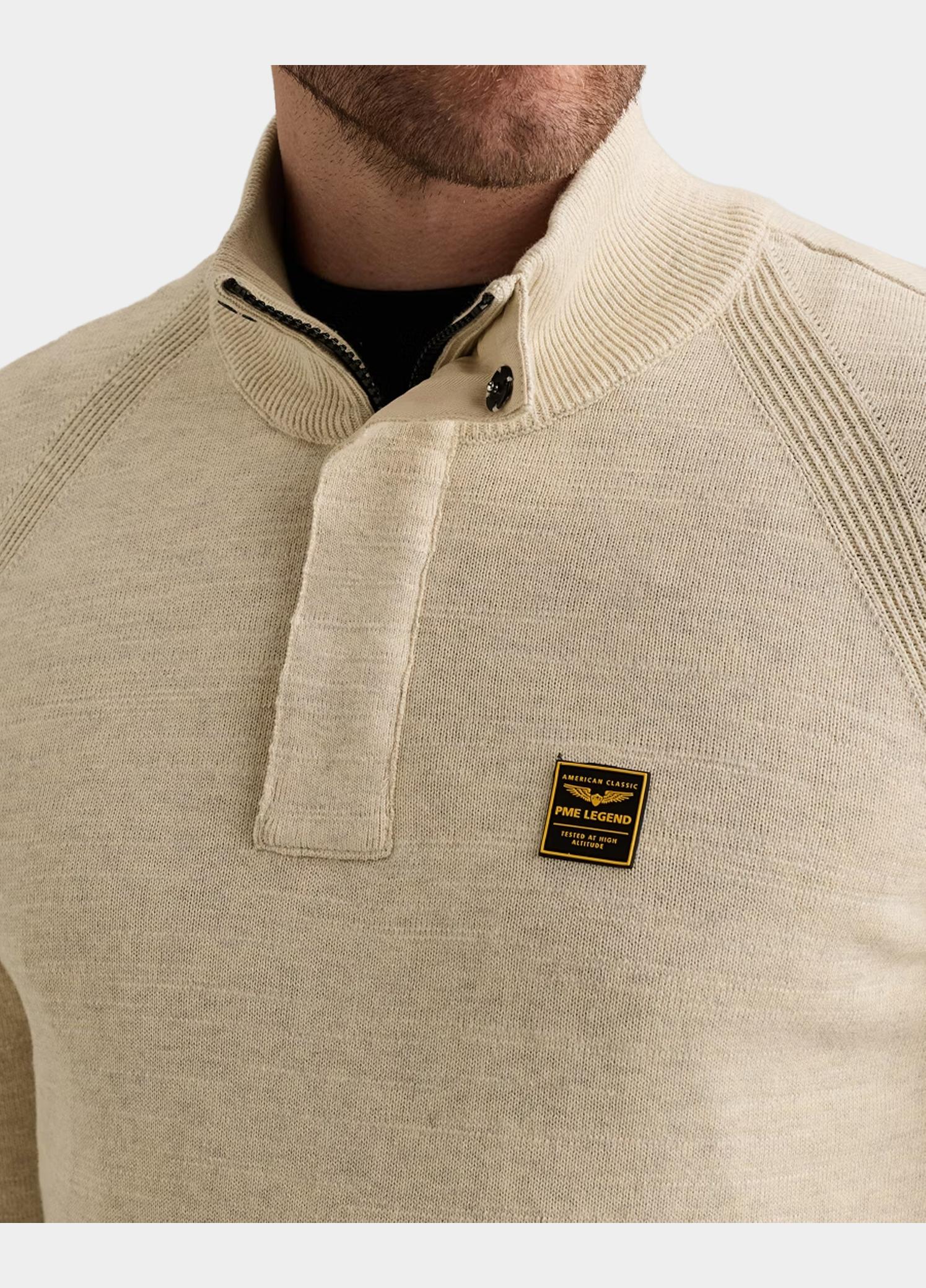 PME Legend Half Zip Beige Half zip collar cotton rib me PKW2609302/7013